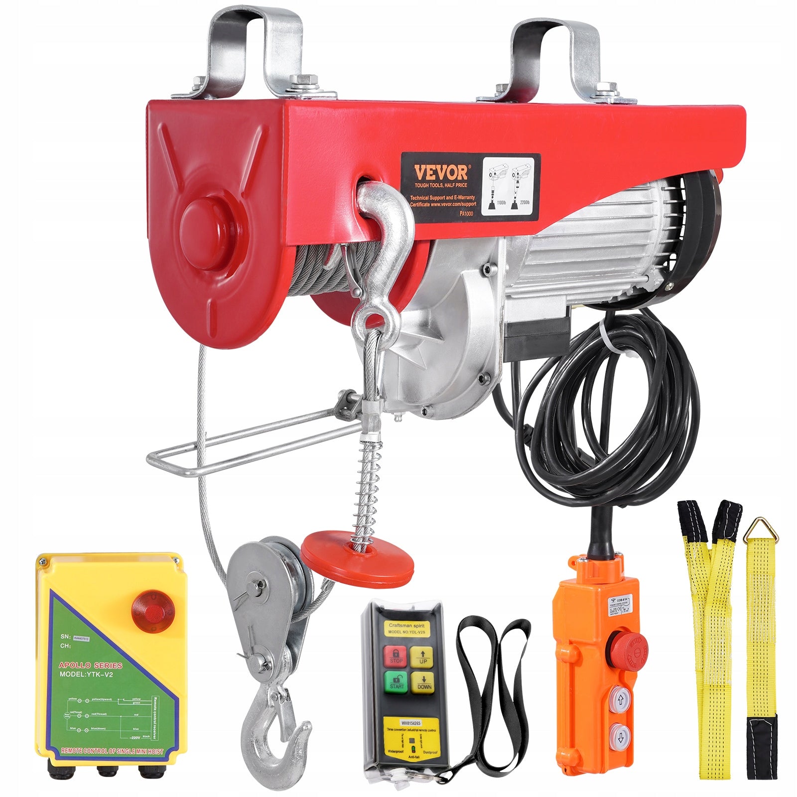 VEVOR Electric Winch Load Capacity 1000KG Wired Remote Control Wireless