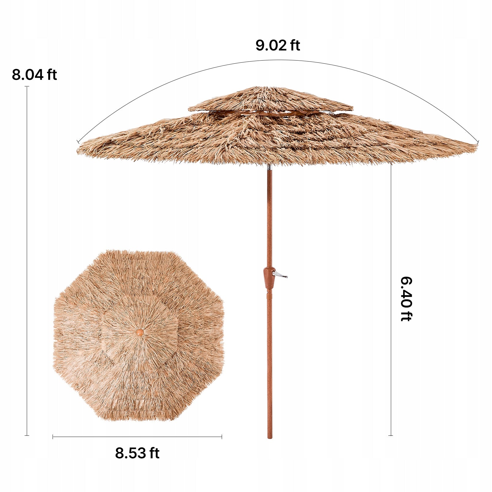 VEVOR Hawajski PP Parasol Plażowy 2,7M Odporny Na Słońce Parasol słomiany Color beige
