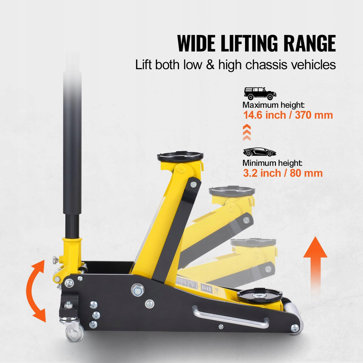VEVOR Hydraulic Lift Maximum Load Capacity 2T Aluminium And Gel Product weight with unit packaging 16 kg