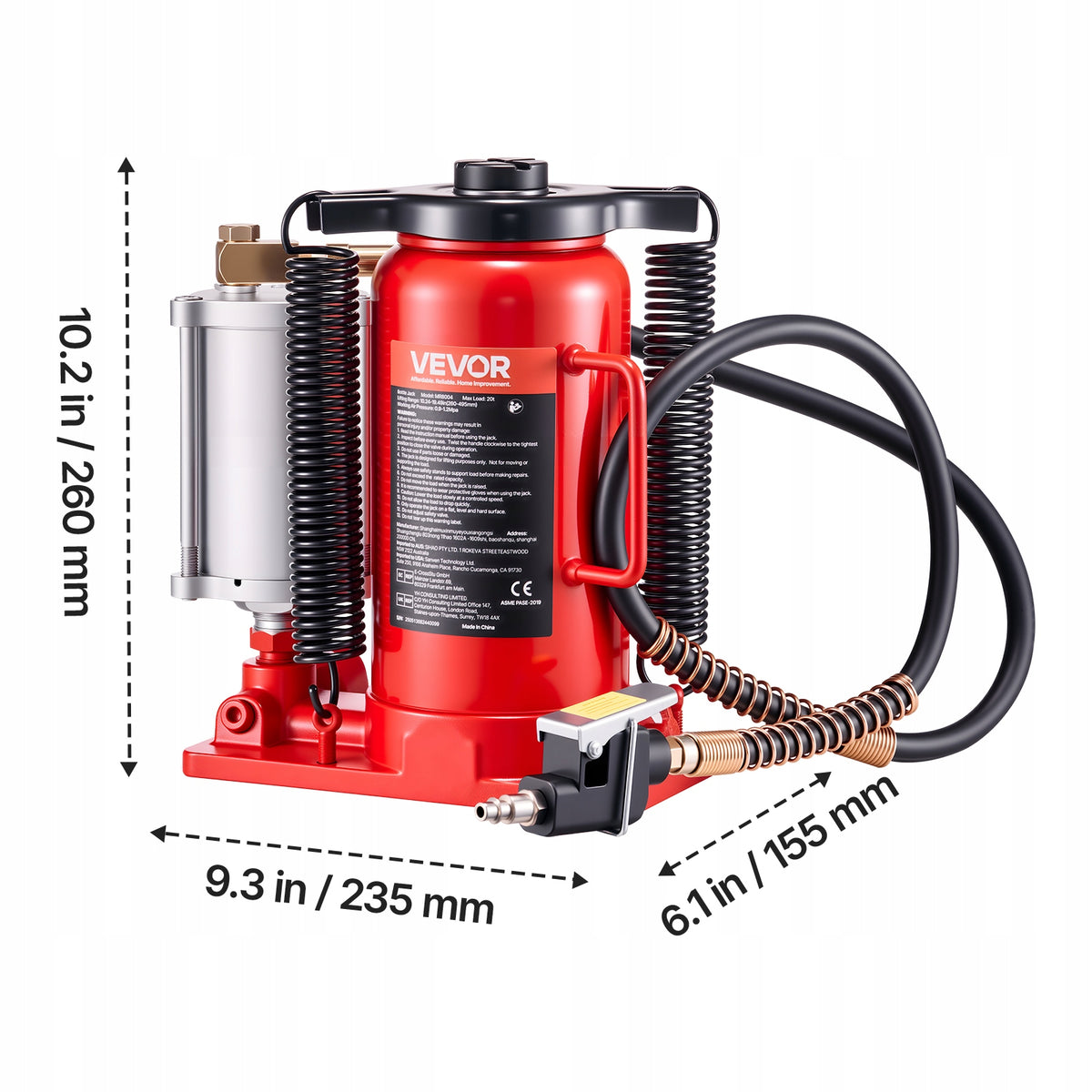 VEVOR Hydraulic Lift Pneumatic 20T Protective Design Brand Vevor