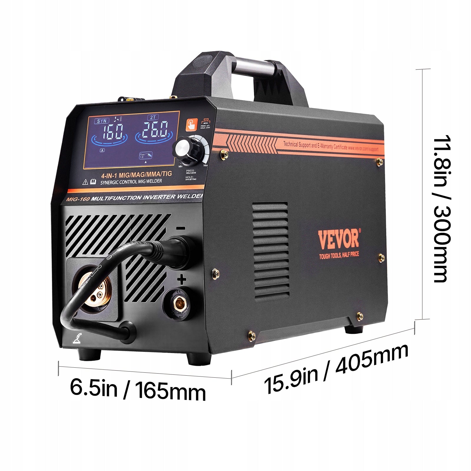 VEVOR MIG 4W 1 160A Welder With HD LCD Screen And IGBT Inverter Technology EAN (GTIN) 197988650140