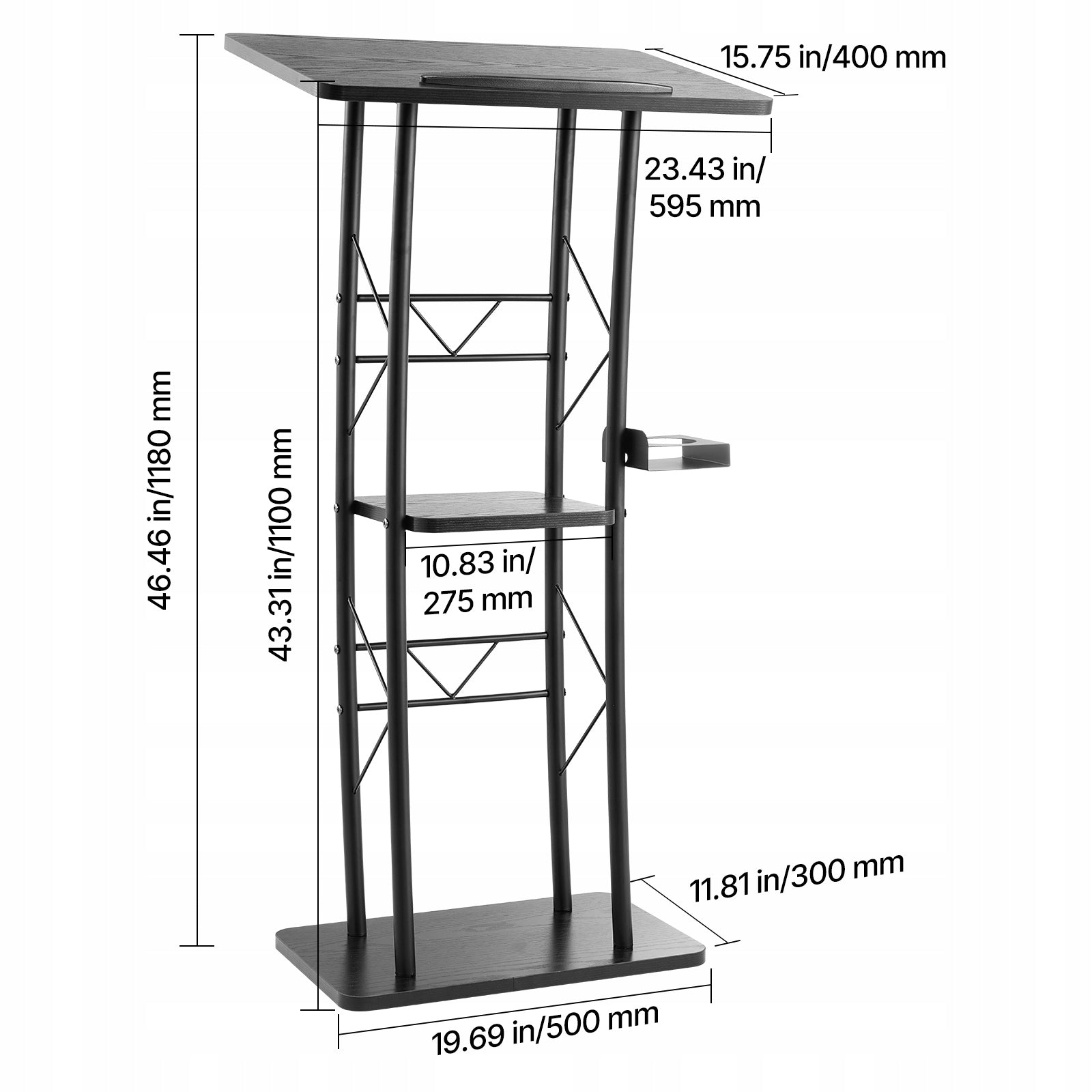 VEVOR Office Furniture Metal Podium 118CM For Teachers And Speakers Black EAN (GTIN) 197988532057