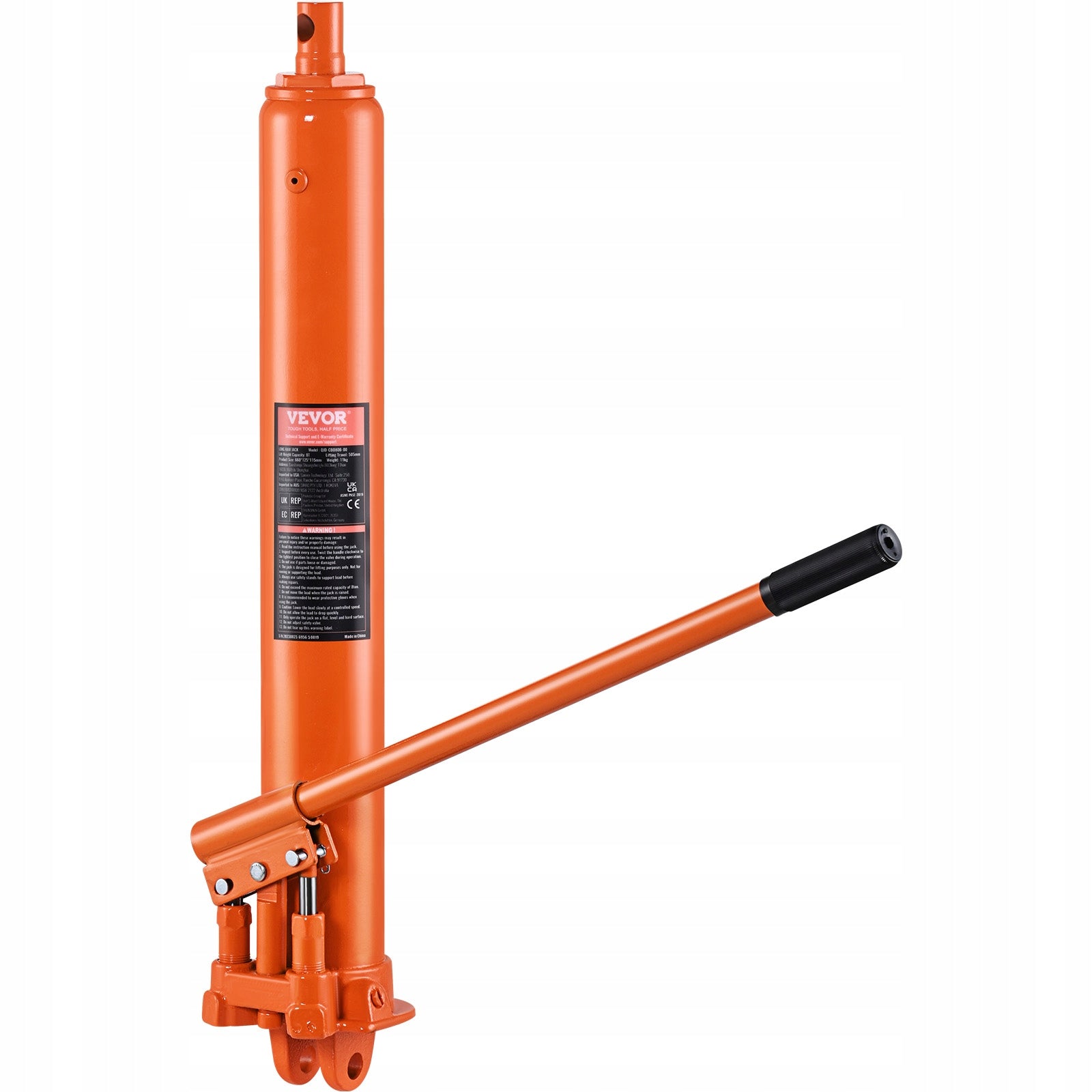 VEVOR Podnośnik Z Długim Tłokiem Nośność 17 600 Funtów Skok Posiada 500MM