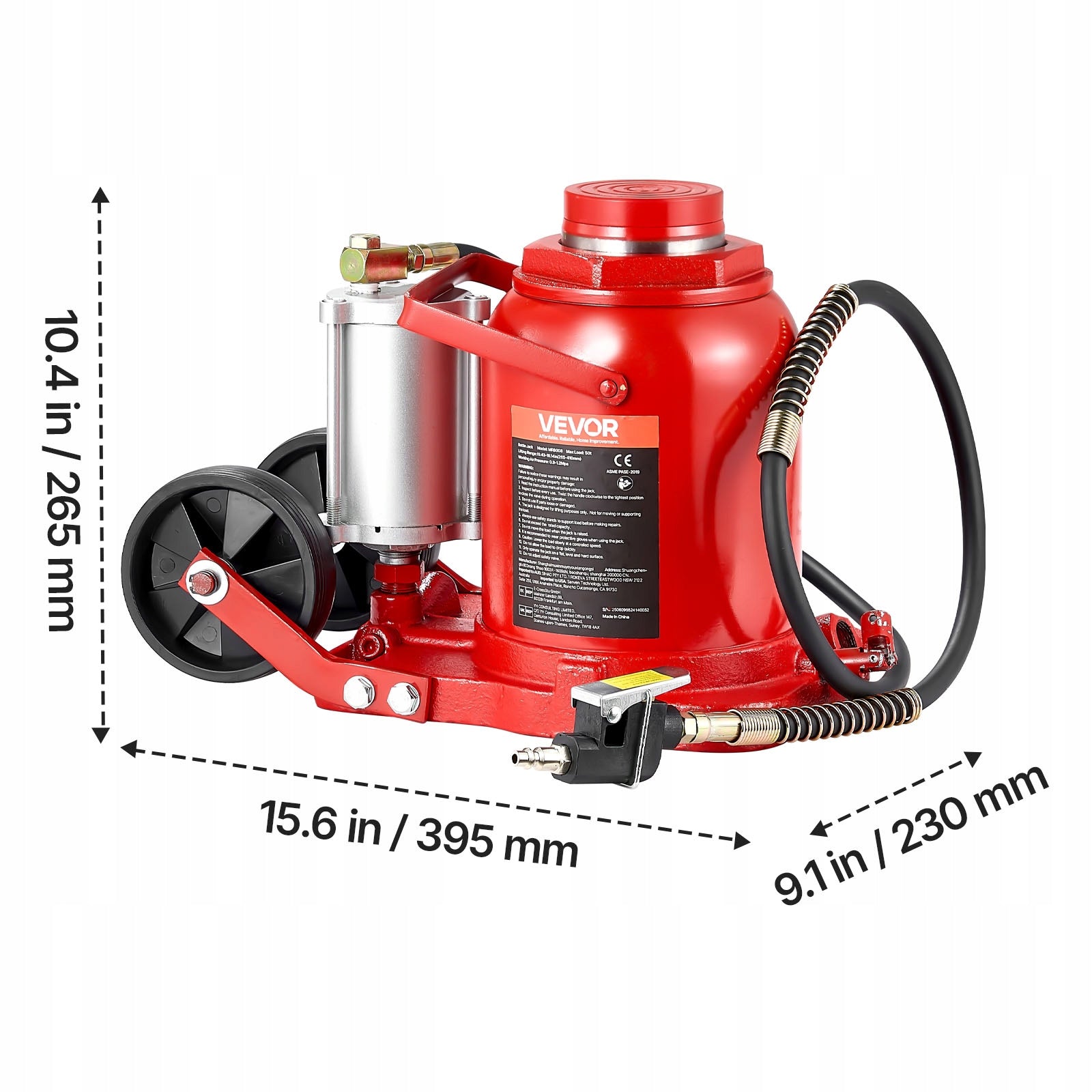 VEVOR Pole Lift Load Capacity 50T Lifting Range 26,5 – 41CM Red Maximum lifting height 410 mm