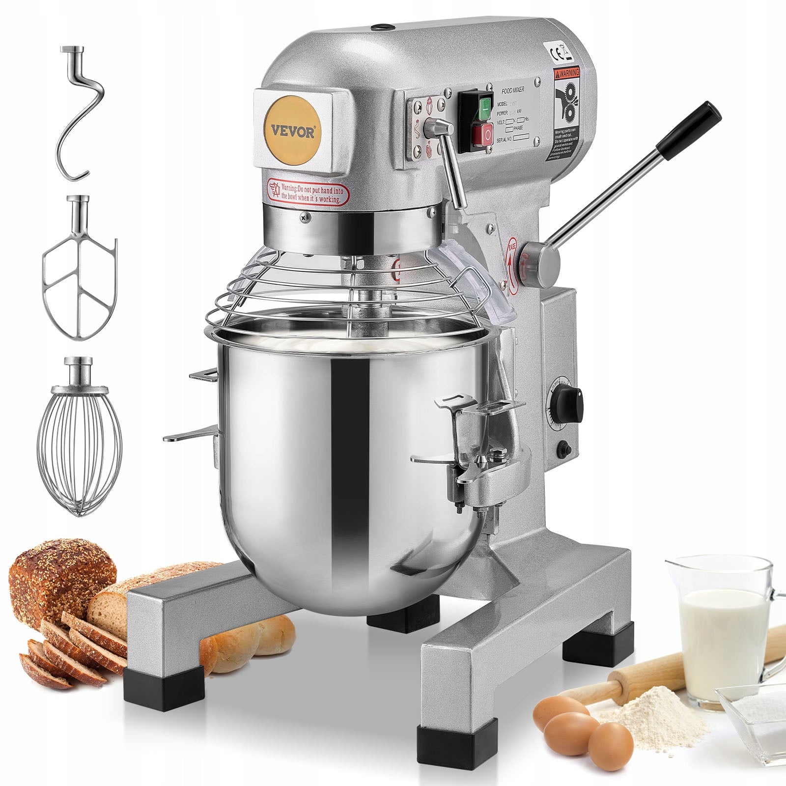 VEVOR Robot Kuchenny 467x406x685MM 550W 14QT 3 Tryby Mikser Stojący Power rating 550 W