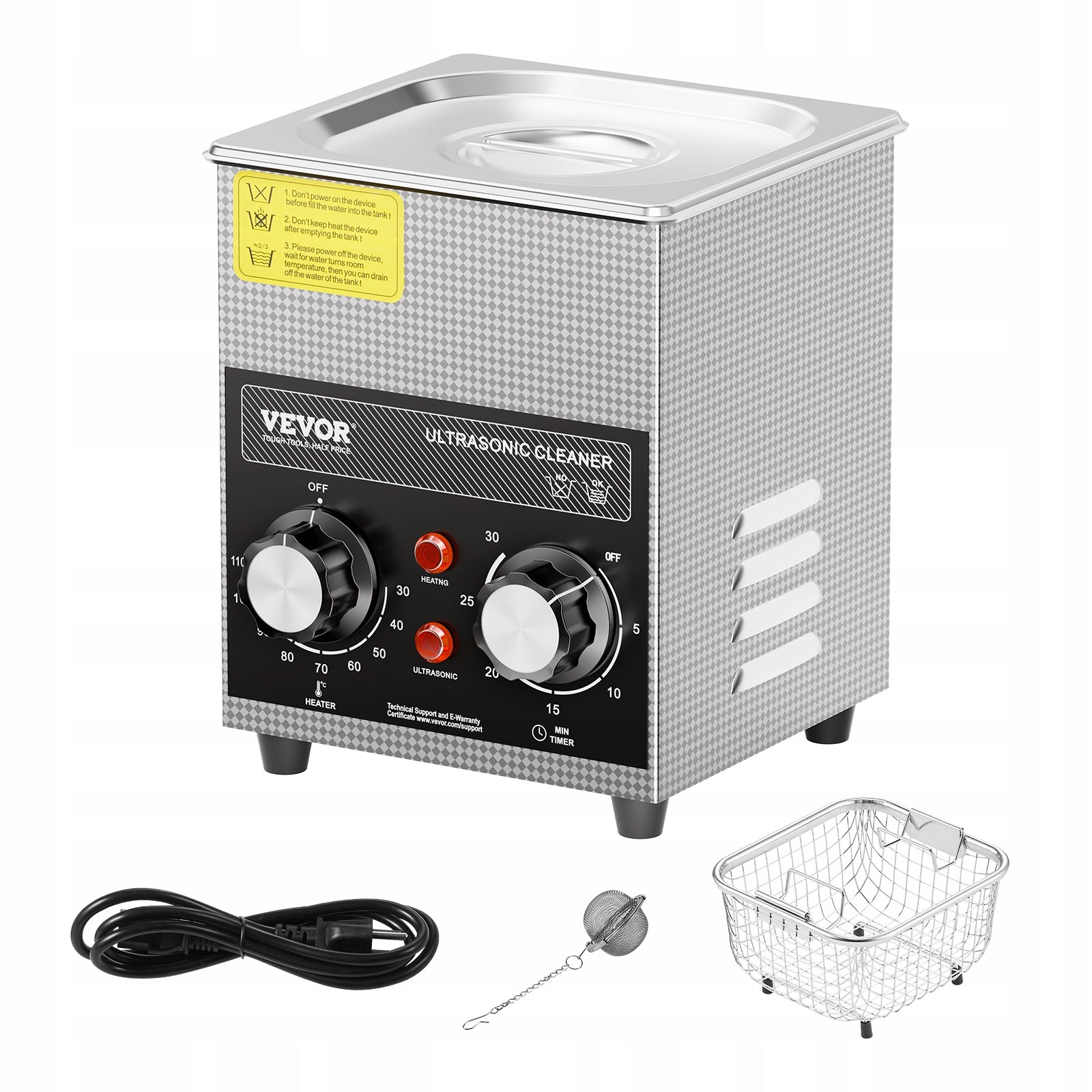 VEVOR Stainless Steel 2L 60W Ultrasonic Cleaner Efficient Cleaning Brand Vevor