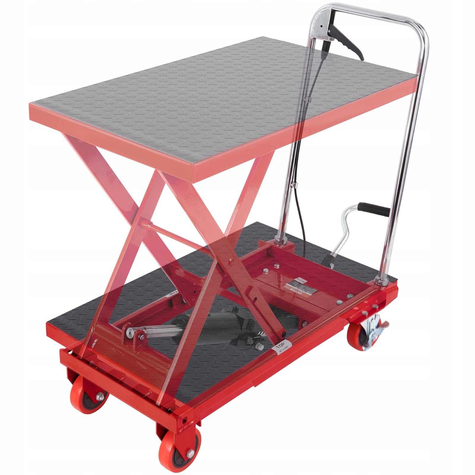 VEVOR Steel Hydraulic Table Lifting Trolley Load Capacity 226,8KG Red