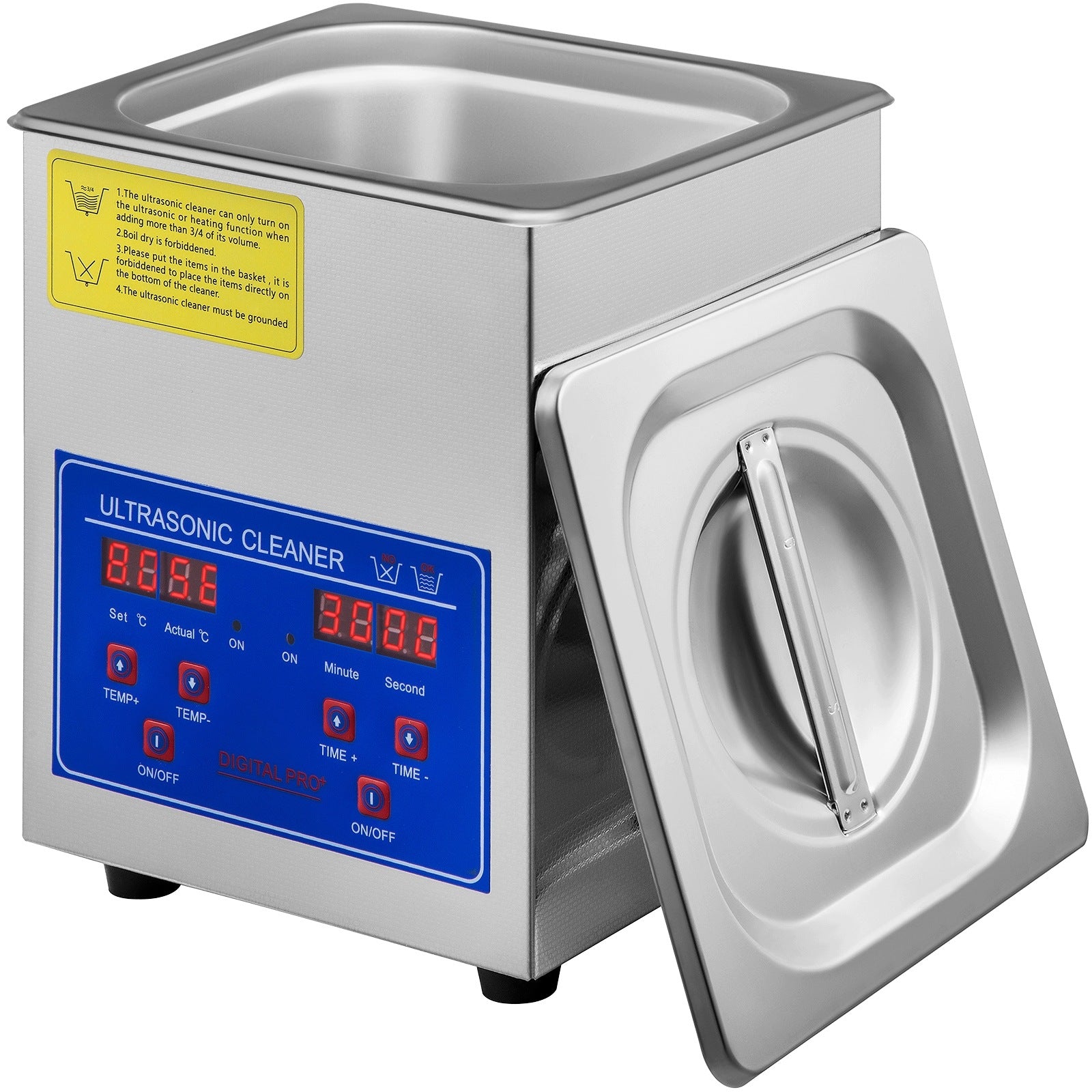 VEVOR Ultrasonic Cleaner 1-1,3L With Basket With Heating Clock SUS304