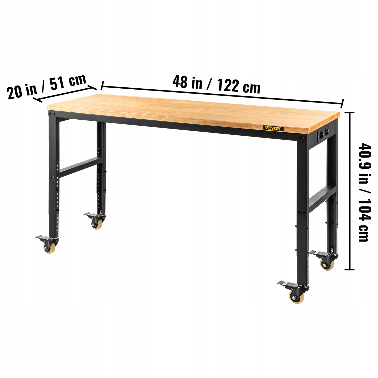VEVOR Workbench Adjustable Height 122x51x104cm 720KG 79-104cm Casters Manufacturer code SMKDJGZTDLZOCP