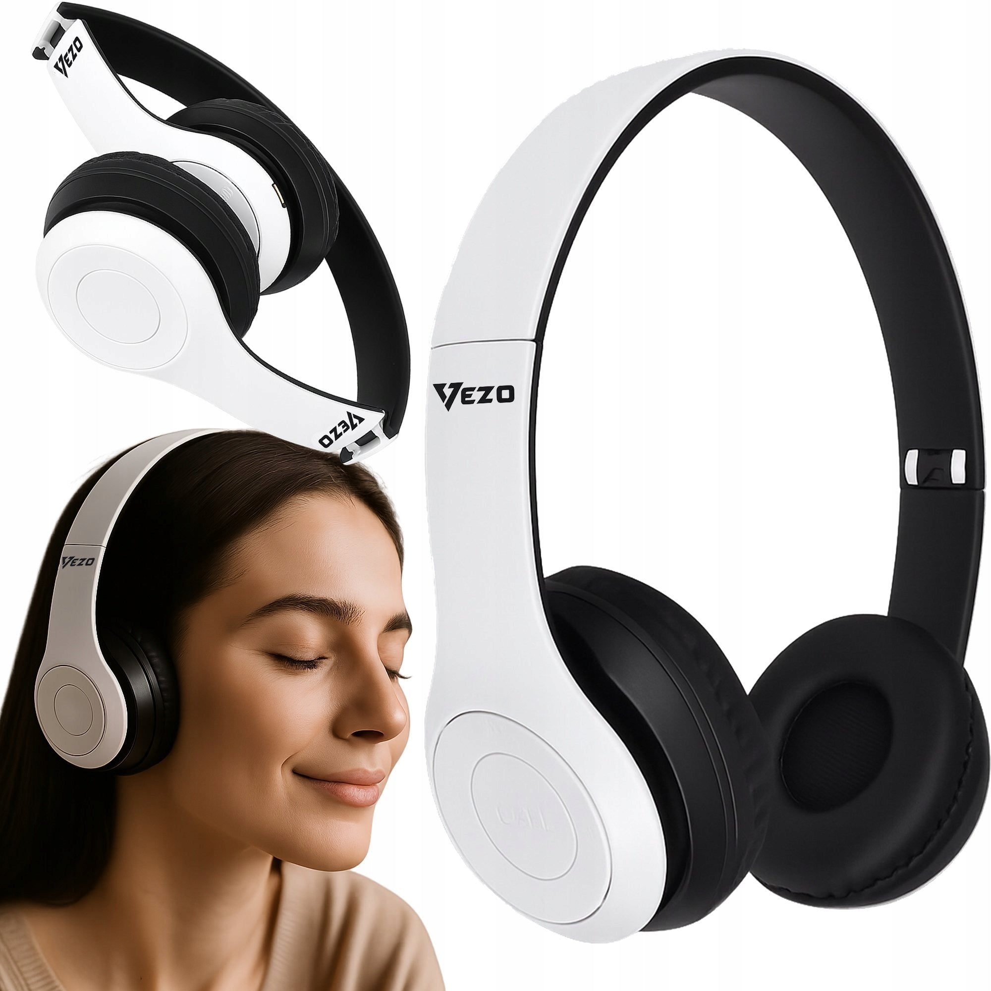 VEZO WIRELESS ON-EAR HEADPHONES BLUETOOTH MP3 SPORTS GAMING FOLDABLE Packaging status original