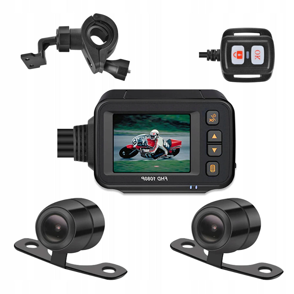 VIDEO DVR RECORDER MOTORCYCLE 2x FULLHD CAMERA 1080p 2″ REMOTE CONTROL
