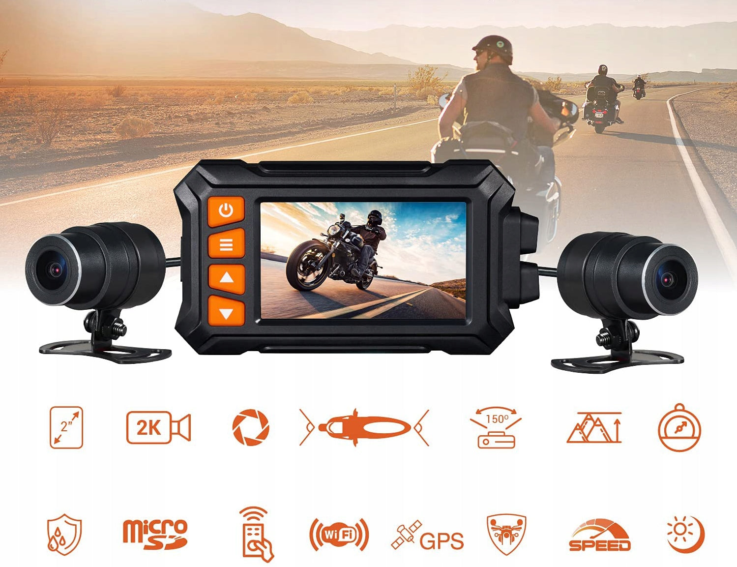 VIDEO RECORDER A12 MOTORCYCLE 2x FULL HD CAMERA 1080p 3″ REMOTE CONTROL WiFi GPS Manufacturer code Wideorejestrator 3″ A12 V2