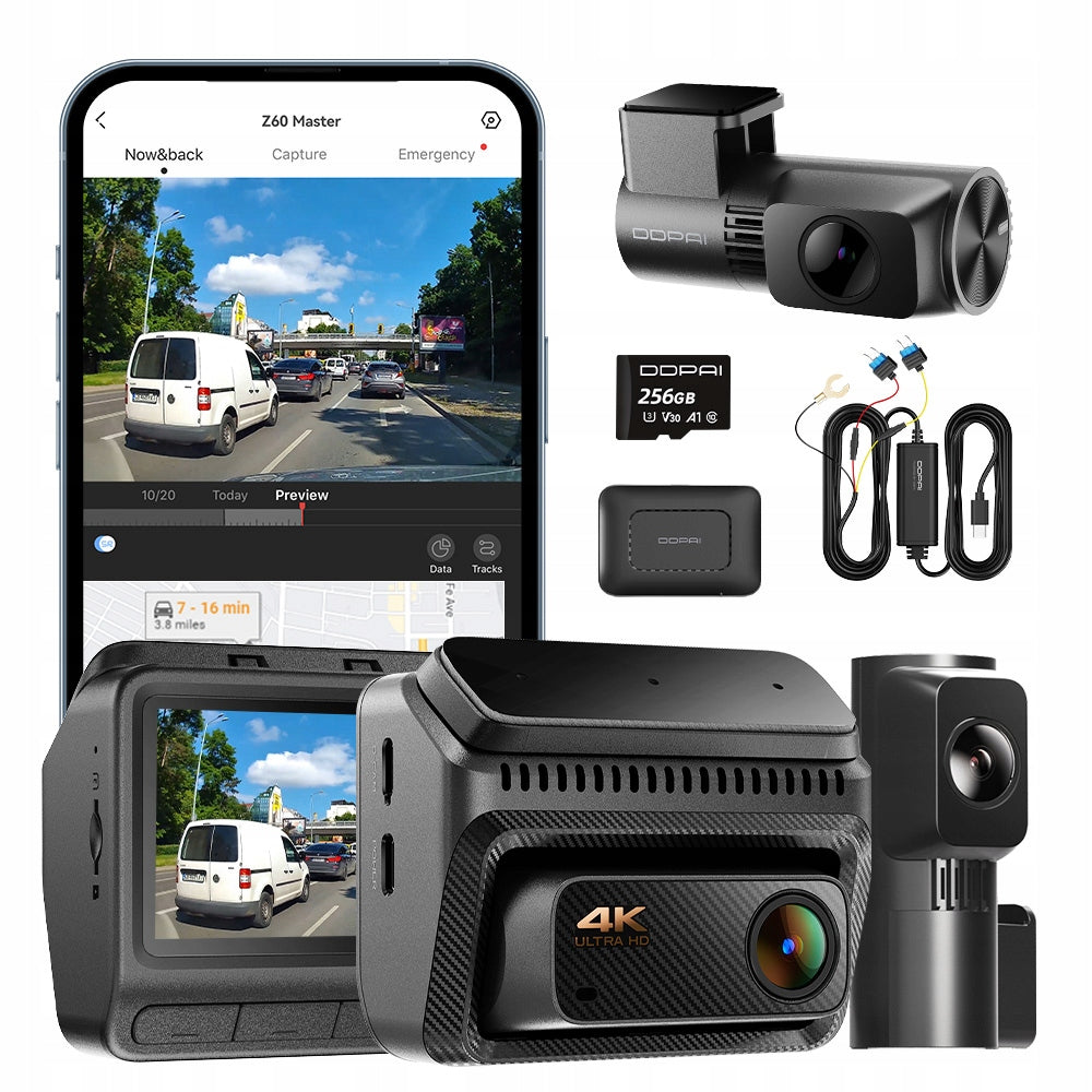 VIDEO RECORDER CAMERA Z60 MASTER DDPAI 4K +REAR INTERIOR +MODULE 4G+256GB