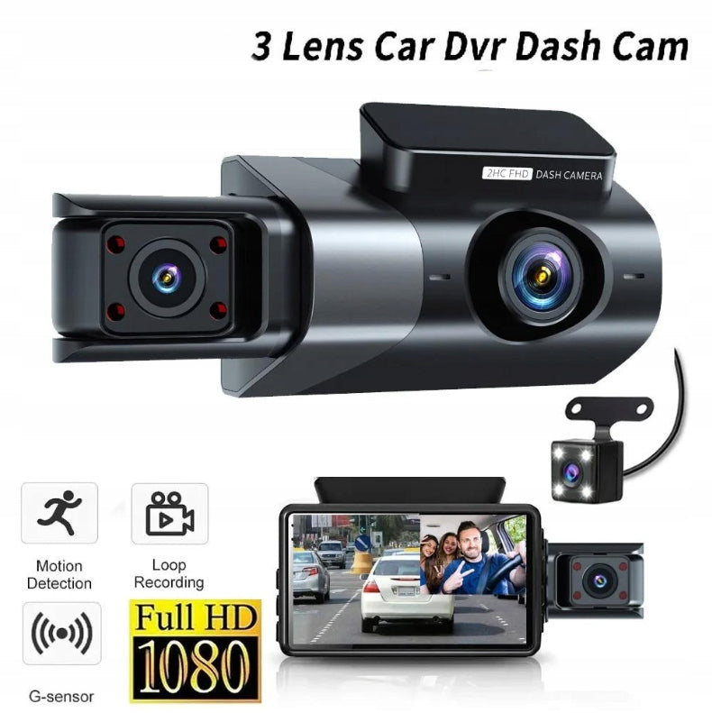VIDEO RECORDER CAR CAMERA 3 CHANNEL HD 1080P FRONT,INTERIOR,REAR
