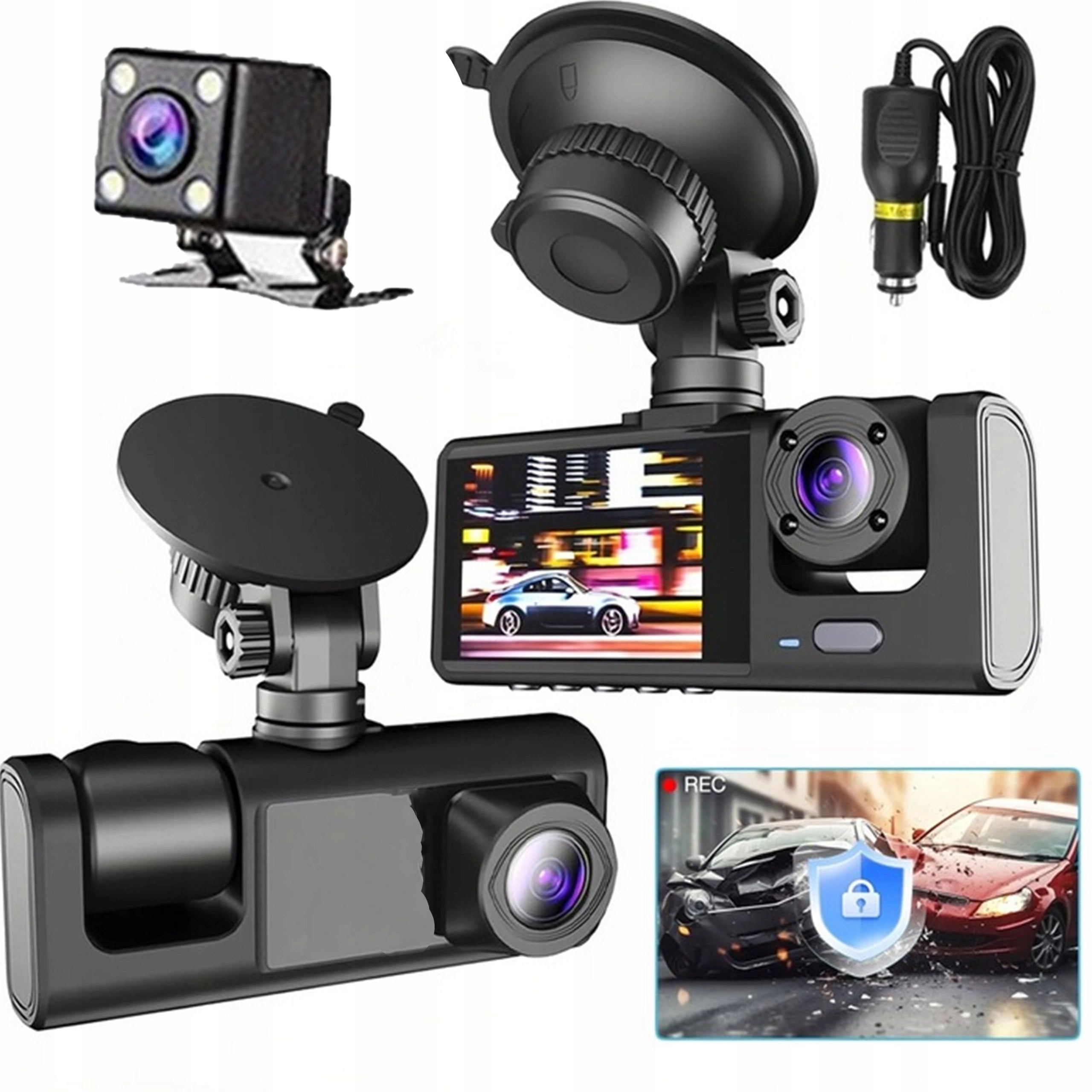 VIDEO RECORDER DASH CAM FULL HD 3CAMERAS REVERSING CAMERA G-SENSOR