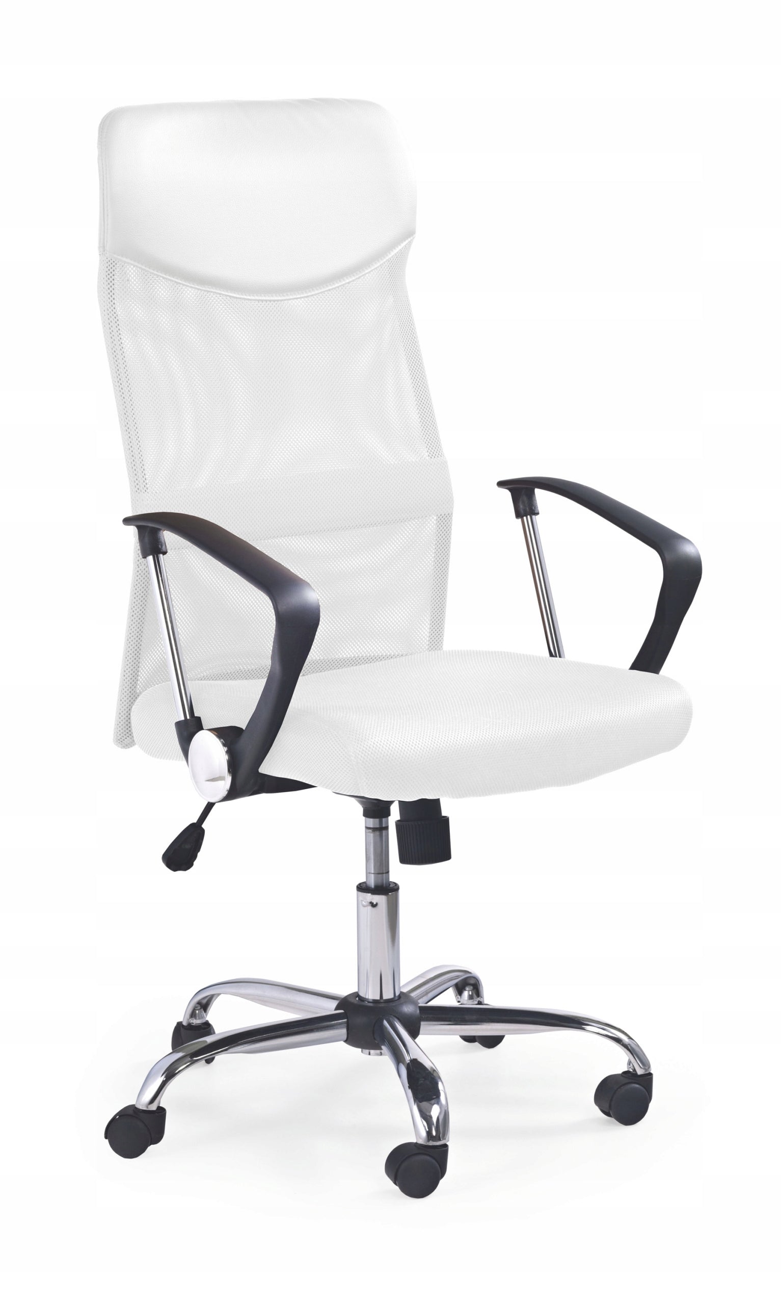 VIKY Office Chair White - Eco Leather / Mesh / Chrome - Comfortable Backrest