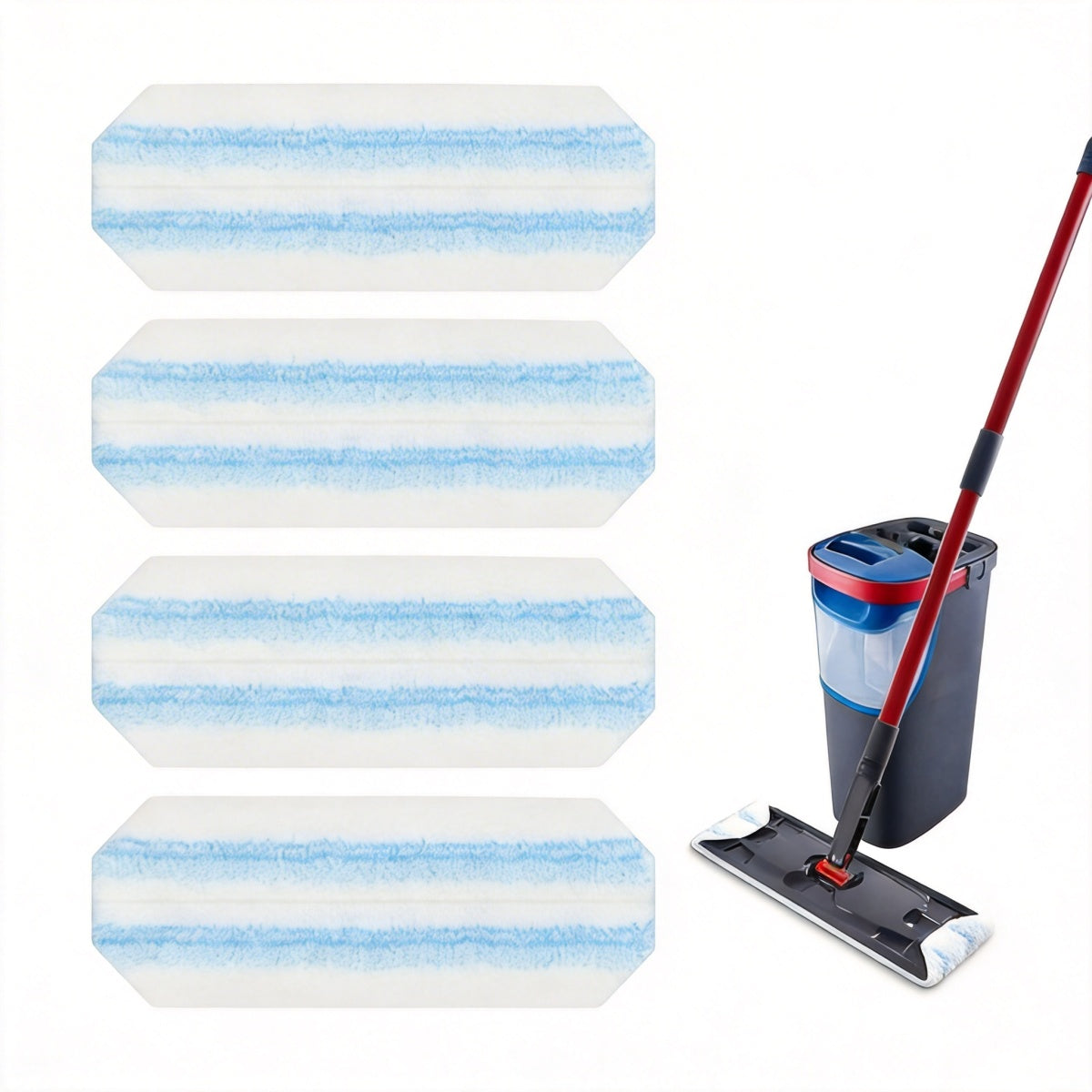 VILEDA H2prO Mop Cartridge 4 Pieces Replacement Flat Microfiber