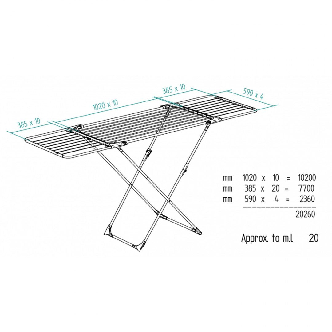 VILEDA LAUNDRY DRYER WITH EXTENDABLE ARMS 20M FOR BALCONY TERRACE GARDEN Manufacturer code 157235