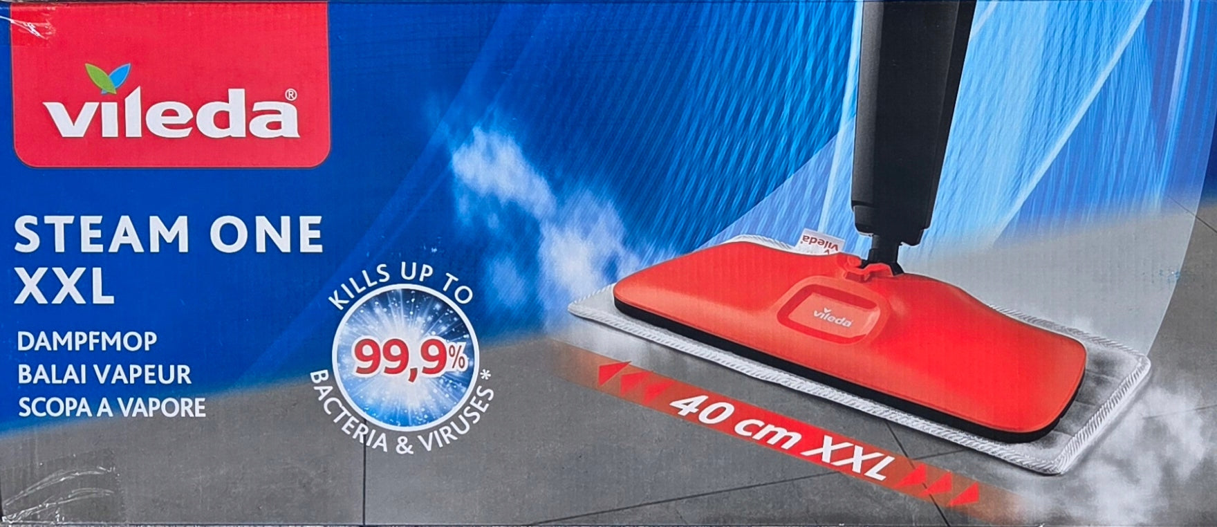 VILEDA STEAM ONE XXL STEAM MOP 1550 IN ELECTRIC MICROFIBER INSERT Model Steam ONE XXL