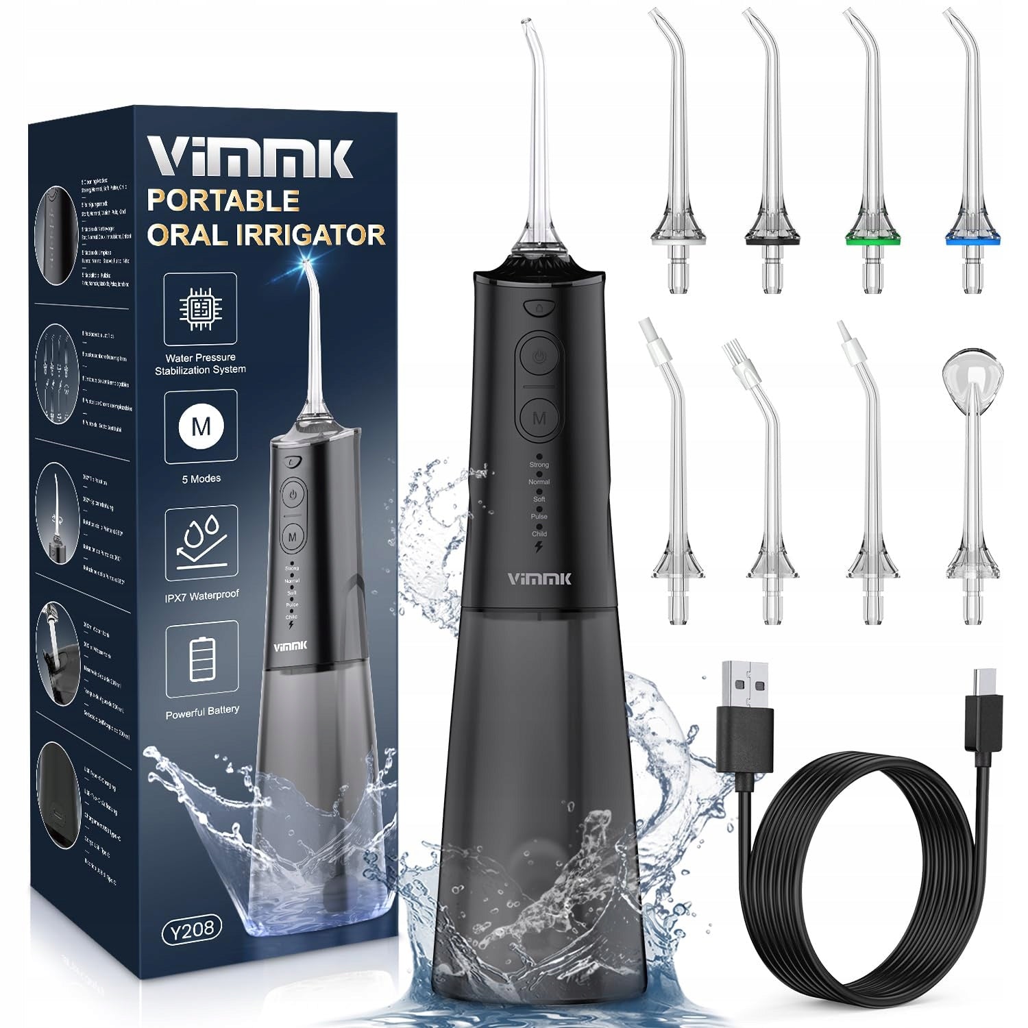 VIMMK Tooth Irrigator 5 Modes 8 Tips IPX7 300ml