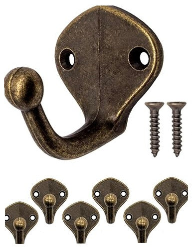 VINTAGE ANTIQUE CAST IRON WALL HOOKS FOR TOWEL CLOTHES SET OF 6