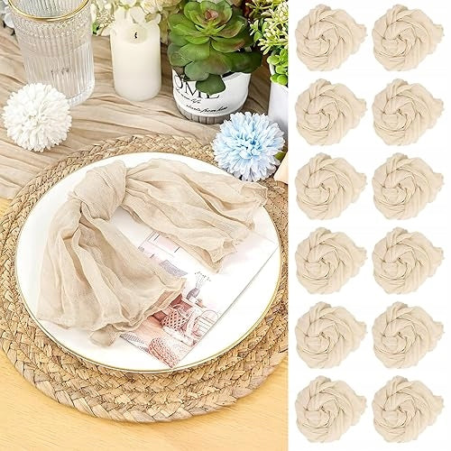 VINTAGE BOHO COTTON NAPKINS 50 CM BEIGE NATURAL FOR TABLE 30 PCS.