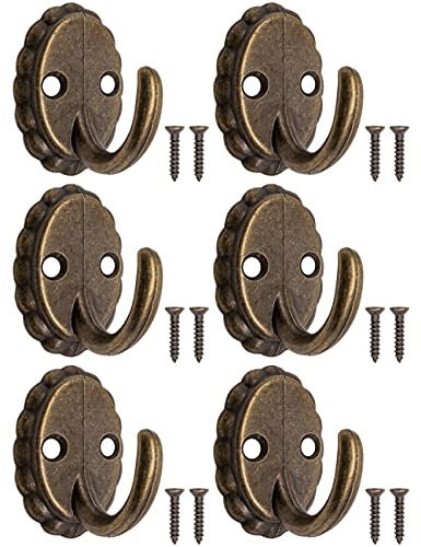 VINTAGE CAST IRON OLD BRASS WALL HOOKS FOR CLOTHES TOWELS 6 PCS Manufacturer code SWC5908201322592