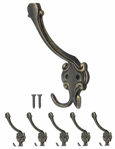 VINTAGE CAST IRON WALL HOOKS SET OF 5 FOR TOWEL CLOTHES