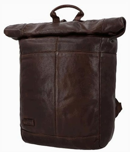 VINTAGE LEATHER ROLLTOP BACKPACK FOR MEN AND WOMEN URBAN TREKKING