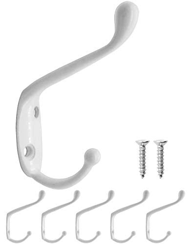 VINTAGE WALL HOOKS SET OF 5 PCS METAL WHITE FOR TOWEL CLOTHES Brand no brand