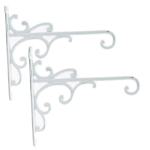VINTAGE WHITE CAST IRON WALL HOOKS FOR PLANT POTS GIFT 2 PCS