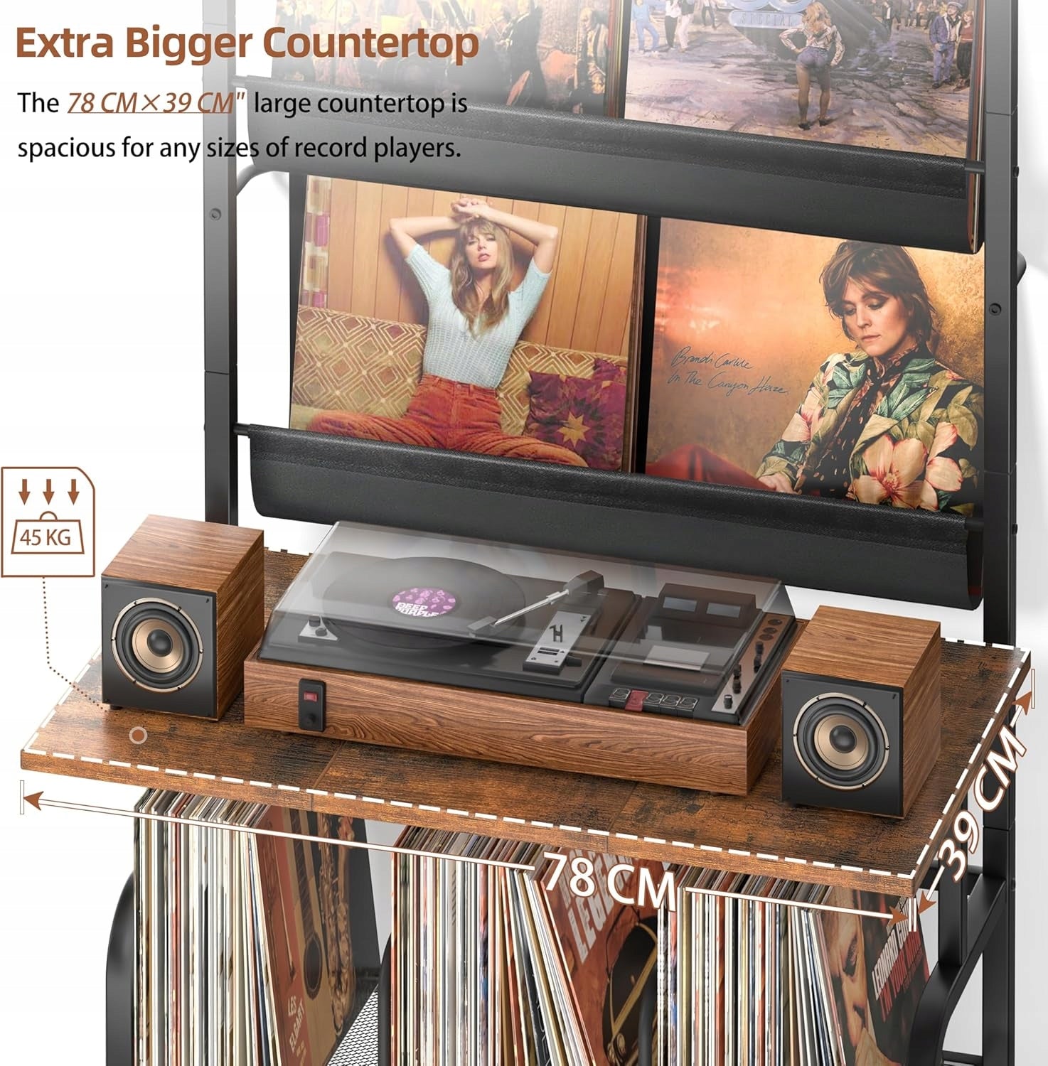 VINYL STAND 300 ALBUMS 144CM HIGH TURNTABLE HOLDER Model Przechowywanie Rekordów Winylowych z Pły