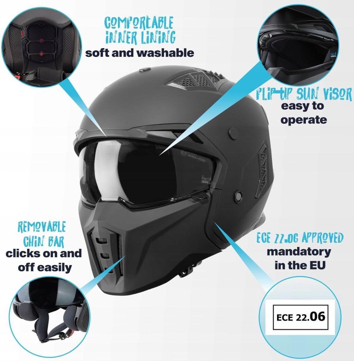 VINZ Shuto jet helmet / Streetfighter ECE 22.06 Manufacturer Vinz