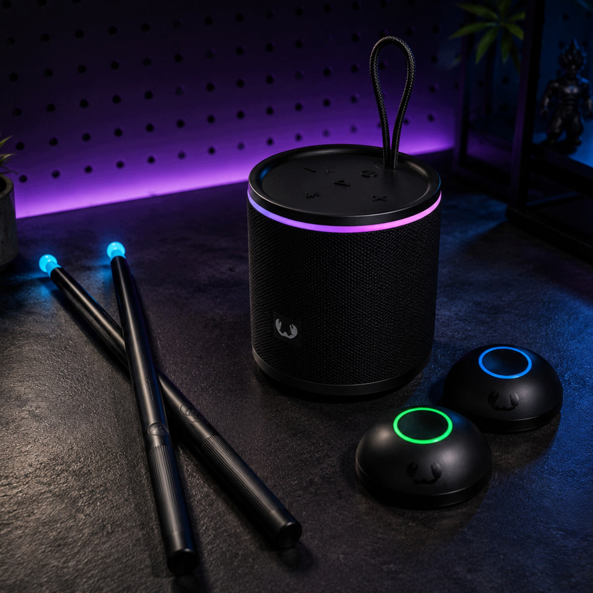 VIRTUAL PERKSUJA AIR DRUMS SET WITH PEDALS BLUETOOTH SPEAKER 12 IN Packaging status original