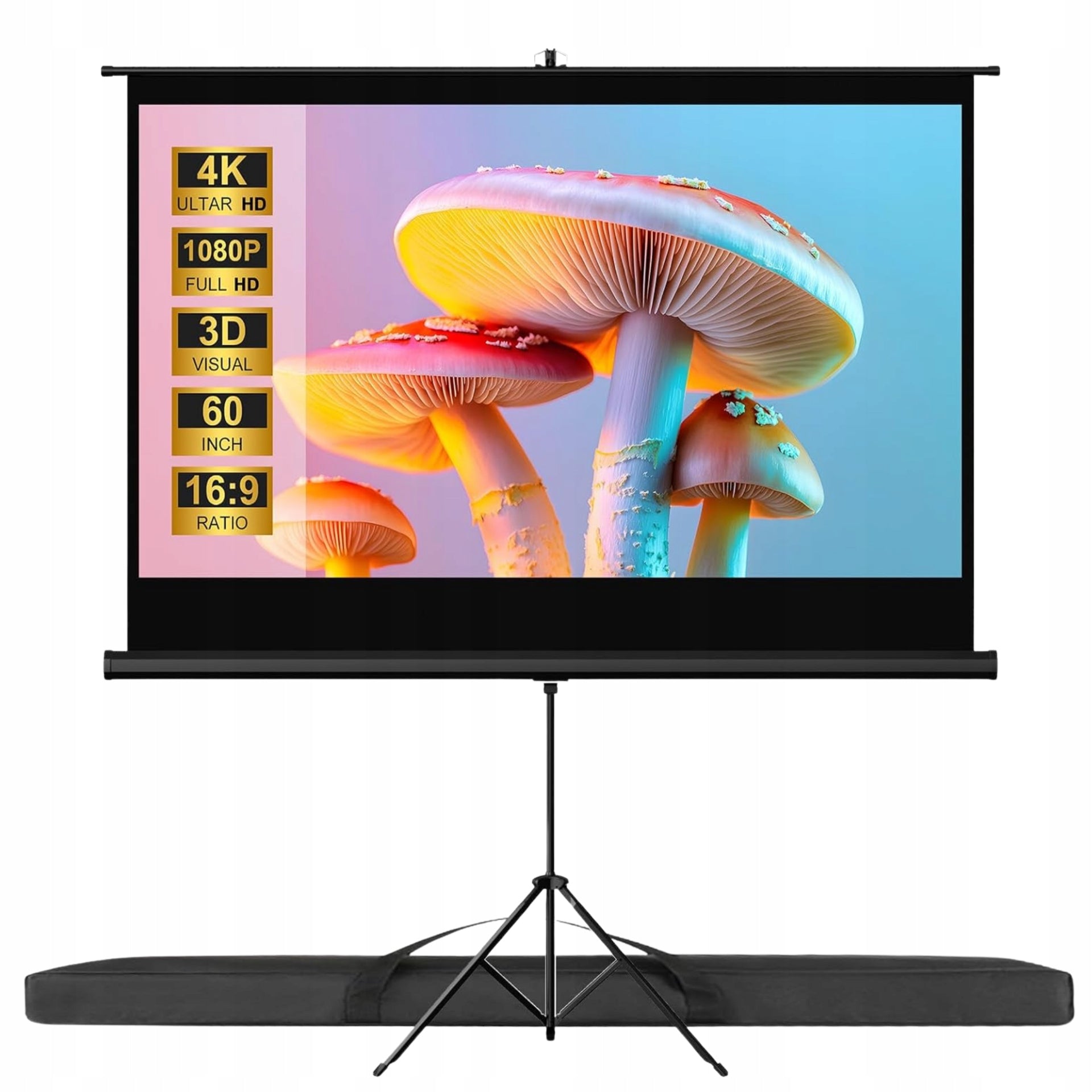 VISULAPEX 60 inch 16:9 4K HD Portable Projection Screen for Home Theater
