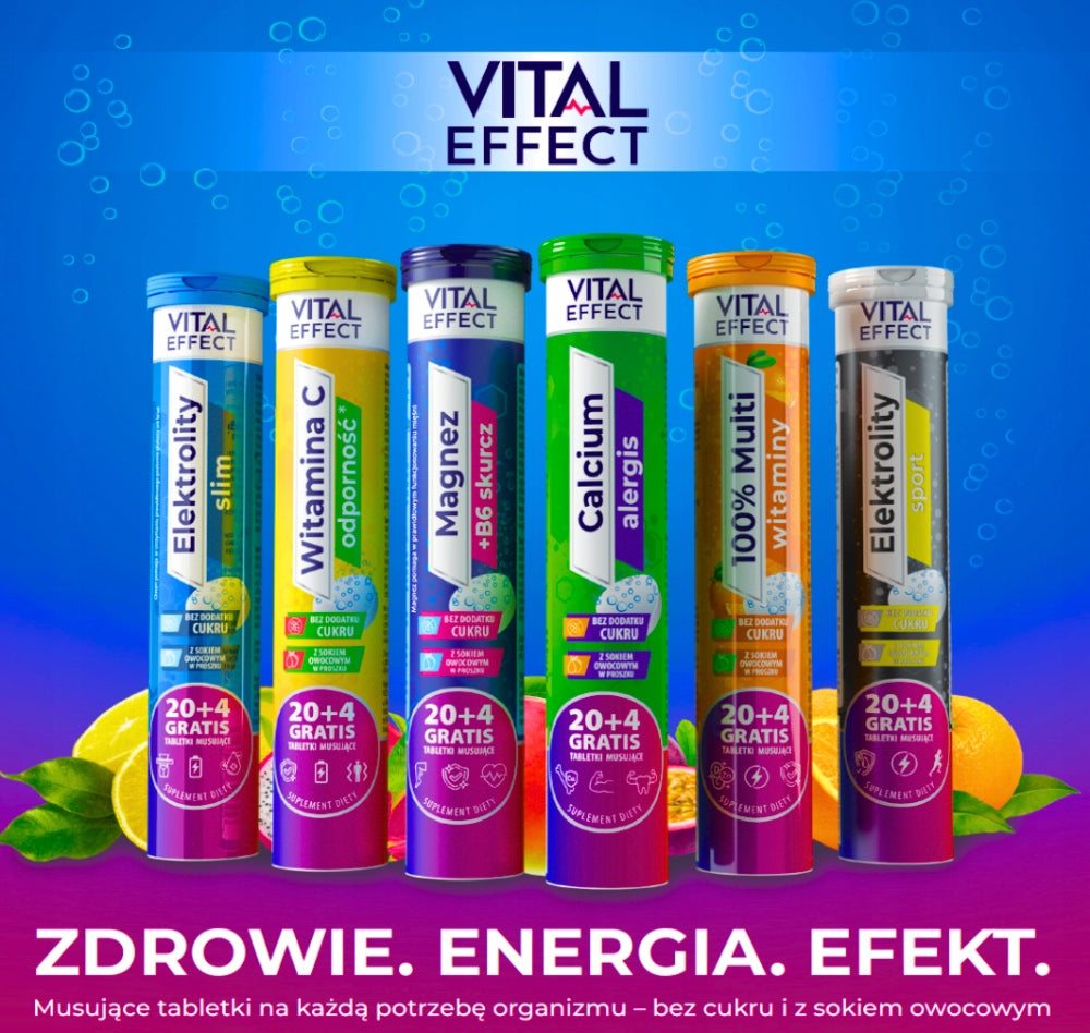 VITAL EFFECT Magnesium + B6 Shrinkage – SUGAR FREE 24 Effervescent Tablets Manufacturer code 5903876414627