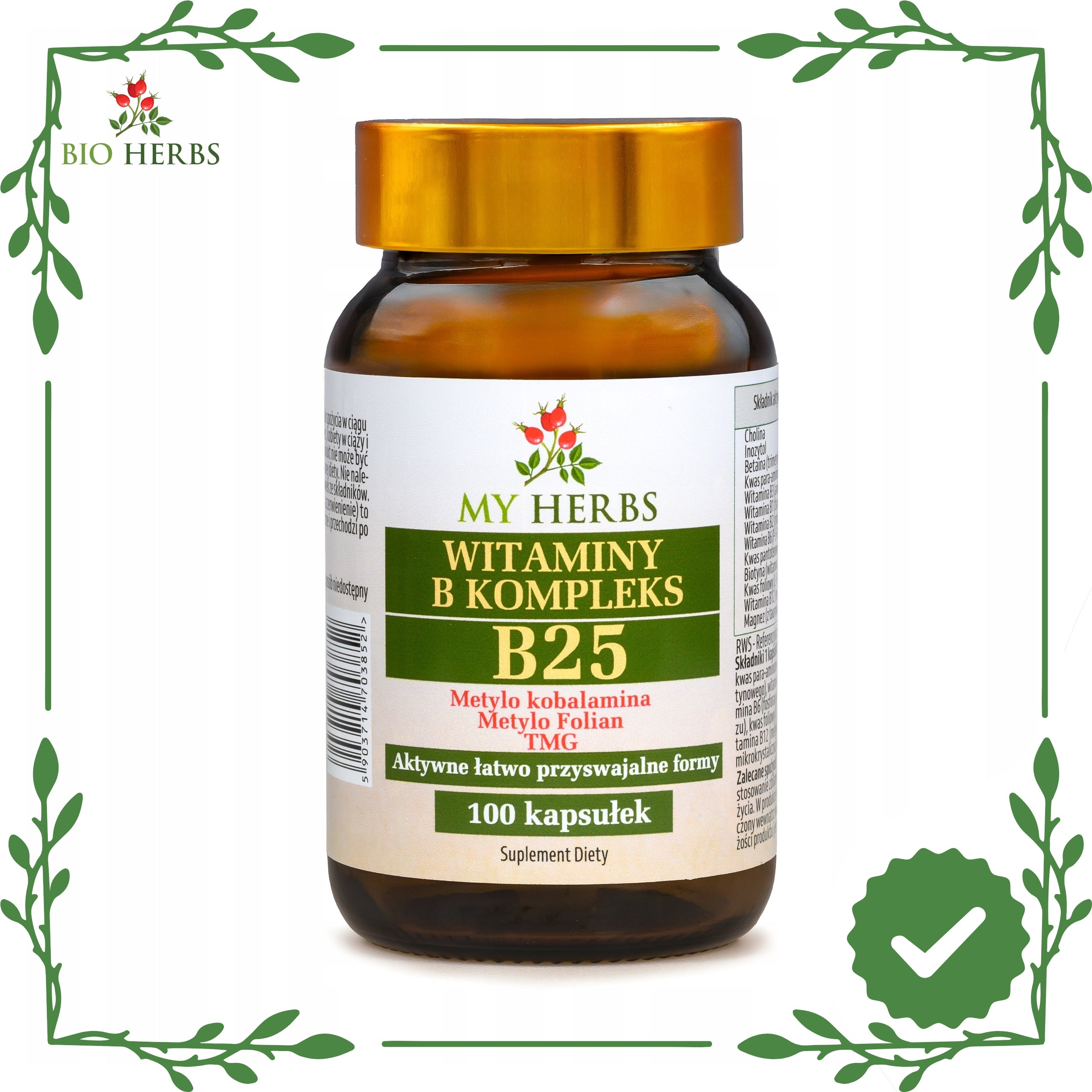 VITAMIN B COMPLEX B 25 METHYLCOBALAMIN METHYLFOLATE TMG 100 KAPS. Medical device no
