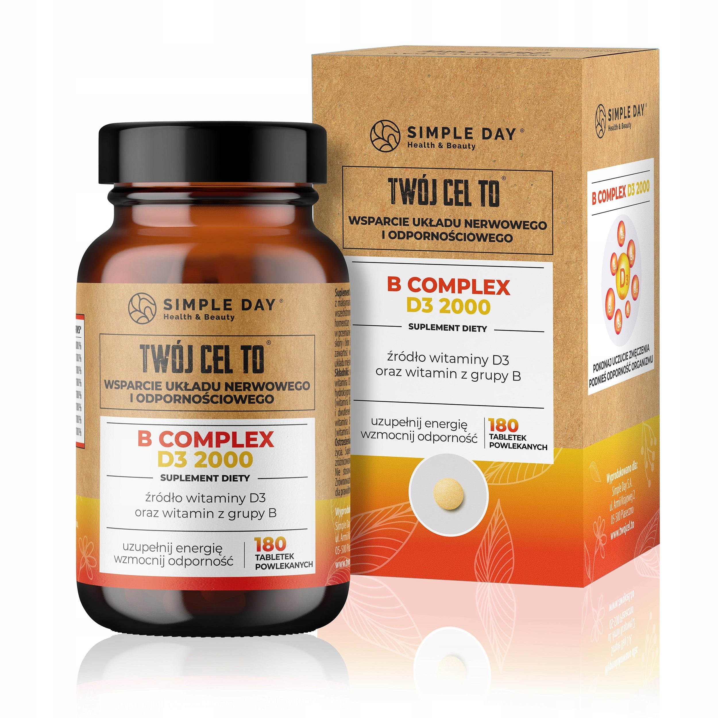 VITAMIN B COMPLEX + D3 2000 Immunity Nervous System Fatigue 180 tablets Medical device no