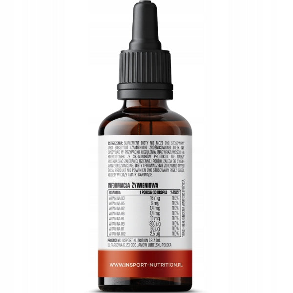 VITAMIN B COMPLEX DROPS 30ml VITAMIN B1 B2 B3 B5 B6 B7 B9 B12 | INSPORT EAN (GTIN) 5906746045655