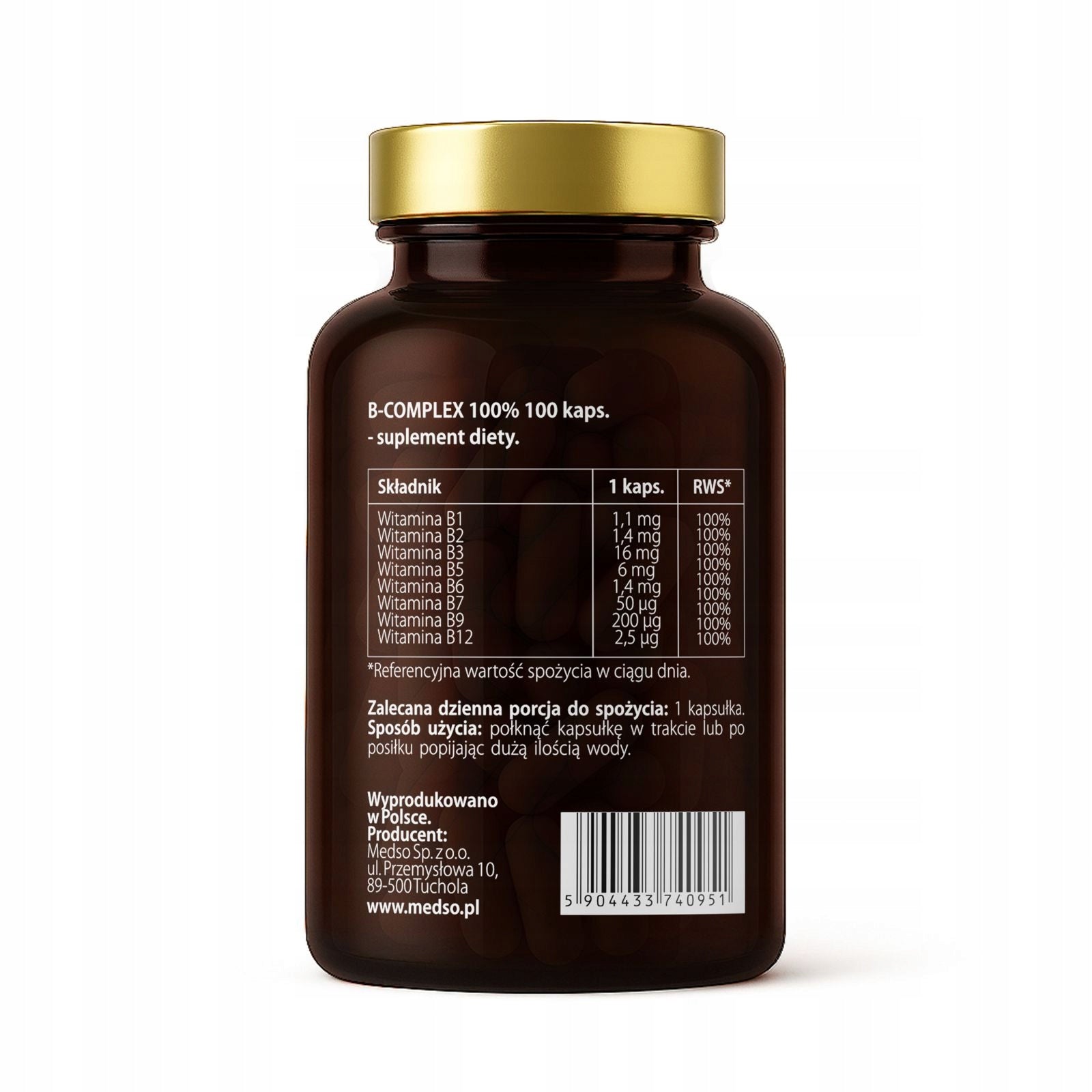 VITAMIN B COMPLEX NERVOUS SYSTEM COMPLEX 8 VITAMIN 100% B1 B6 B12 100CAPS. Packaging status original