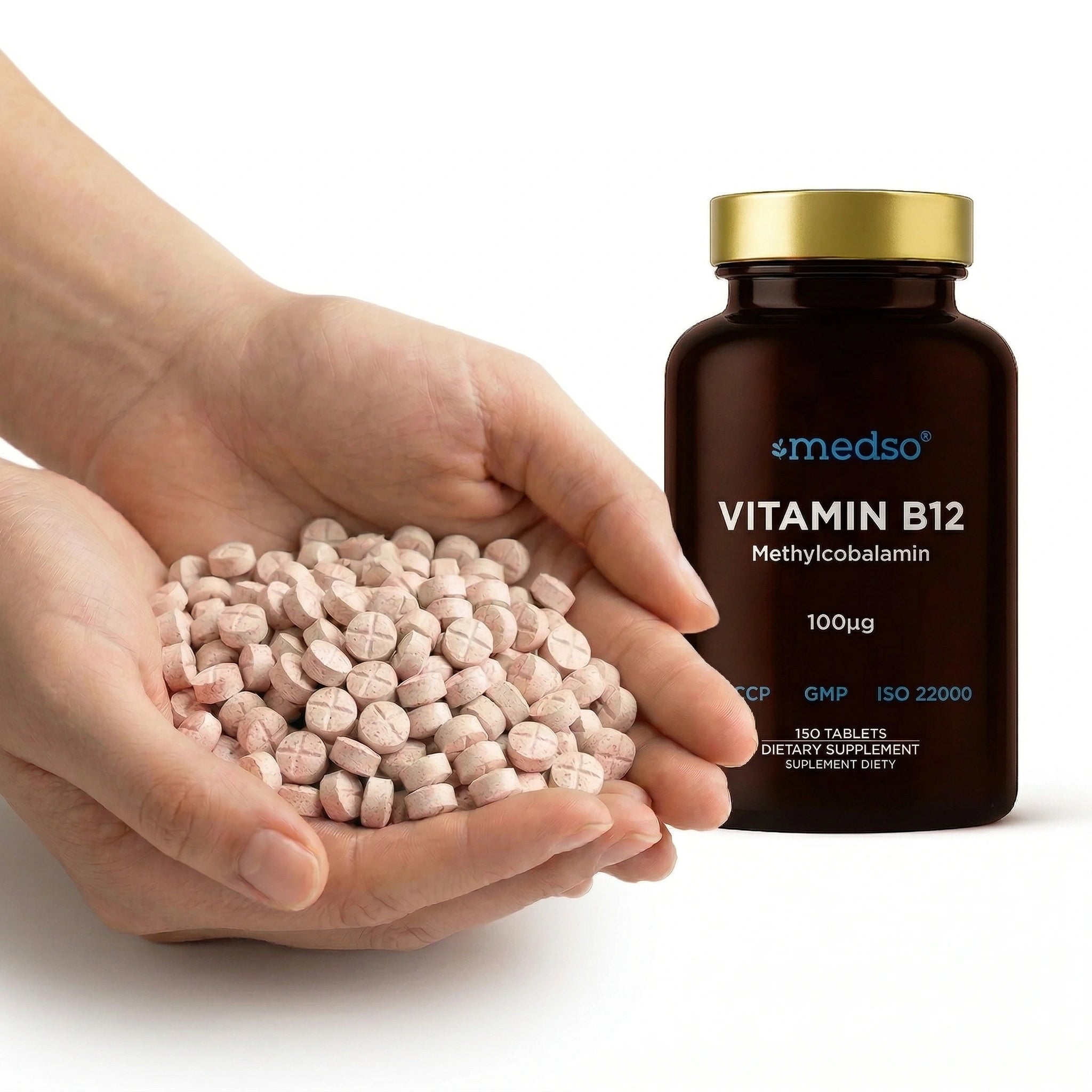 VITAMIN B12 METHYLCOBALAMIN 100µg 150tablets VITAMIN NERVOUS SYSTEM MEDSO Expiration date at least 1 year from the date of purchase