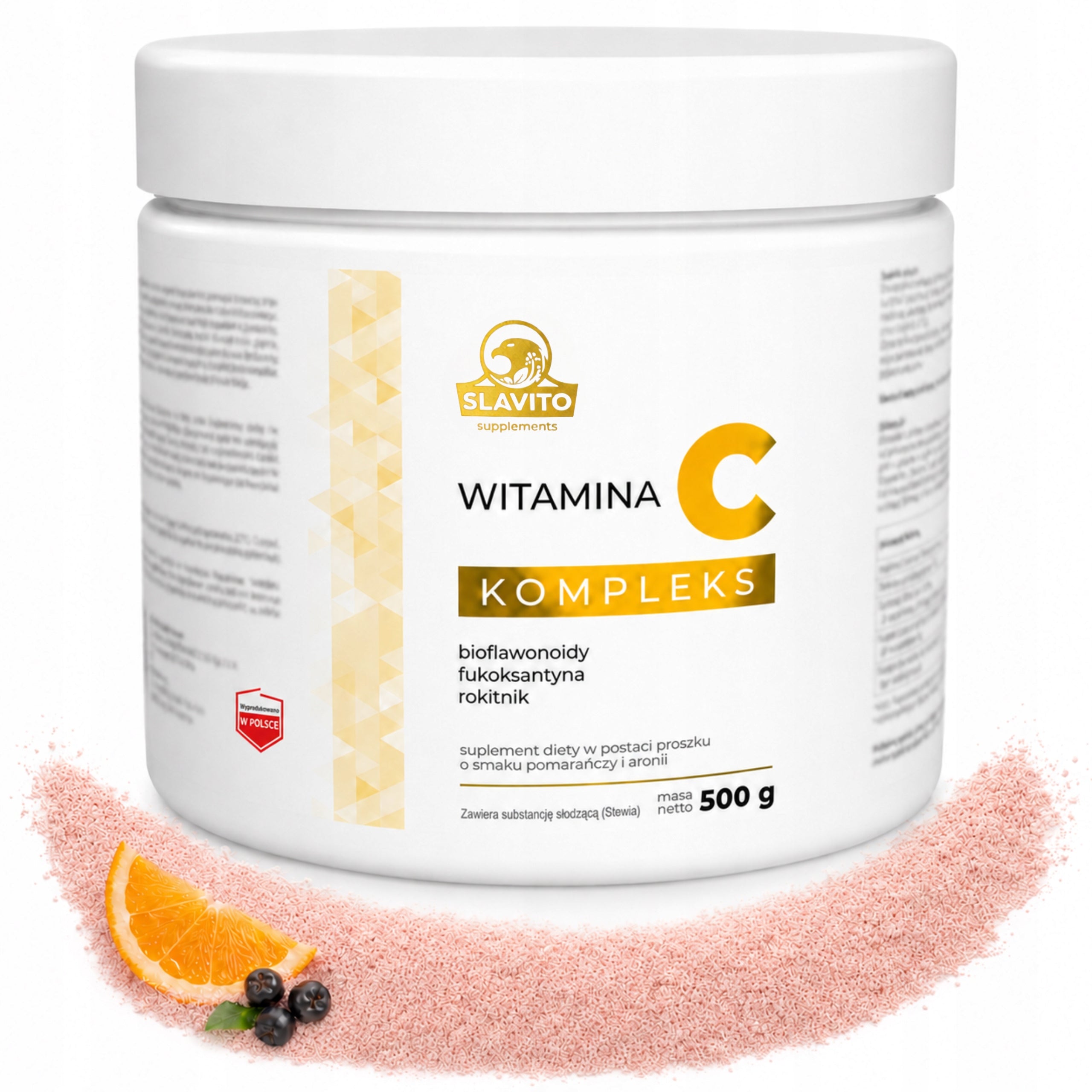 VITAMIN C POWDER WITH ORANGE AND CHOKEBERRY FLAVOR COMPLEX 500G SLAVITO