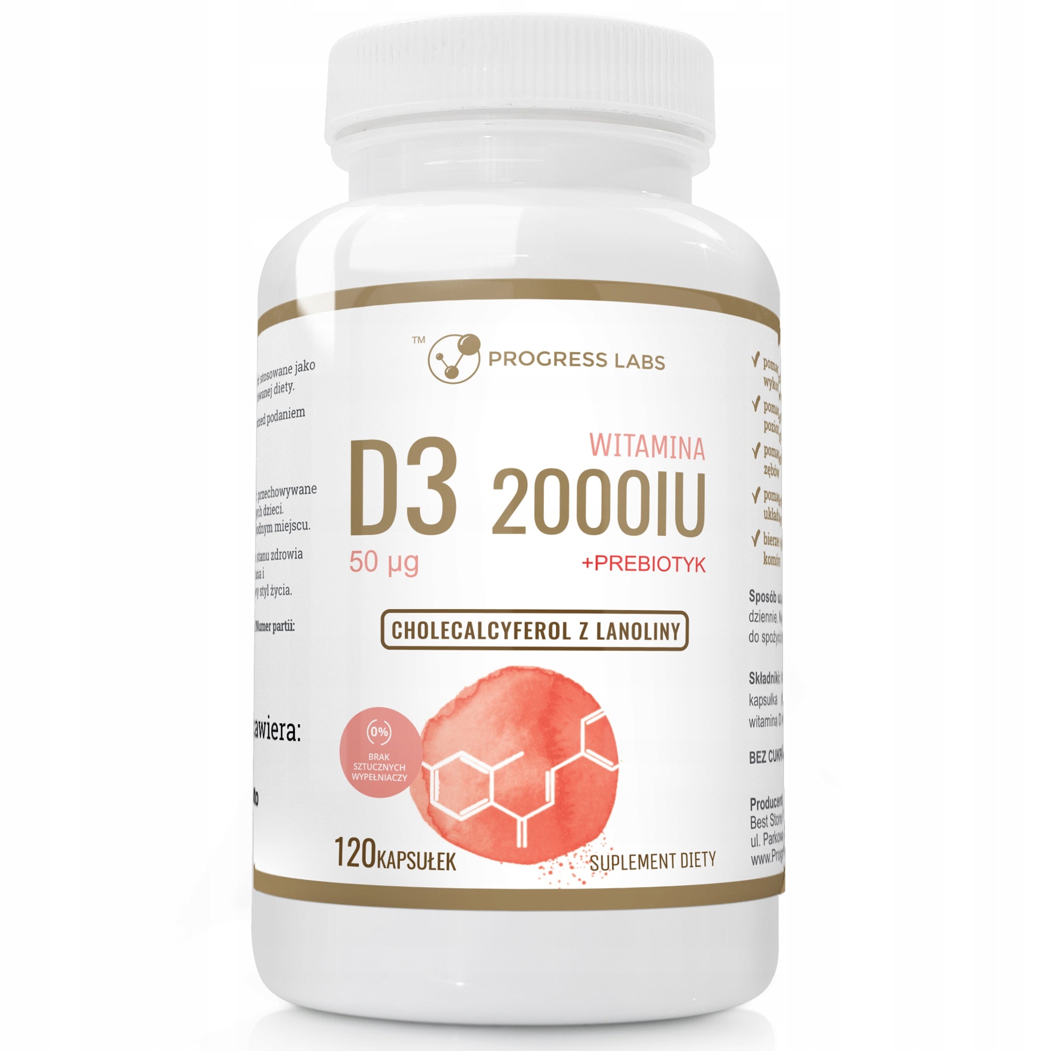 VITAMIN D3 2000IU 50mcg 120 capsules + Prebiotic