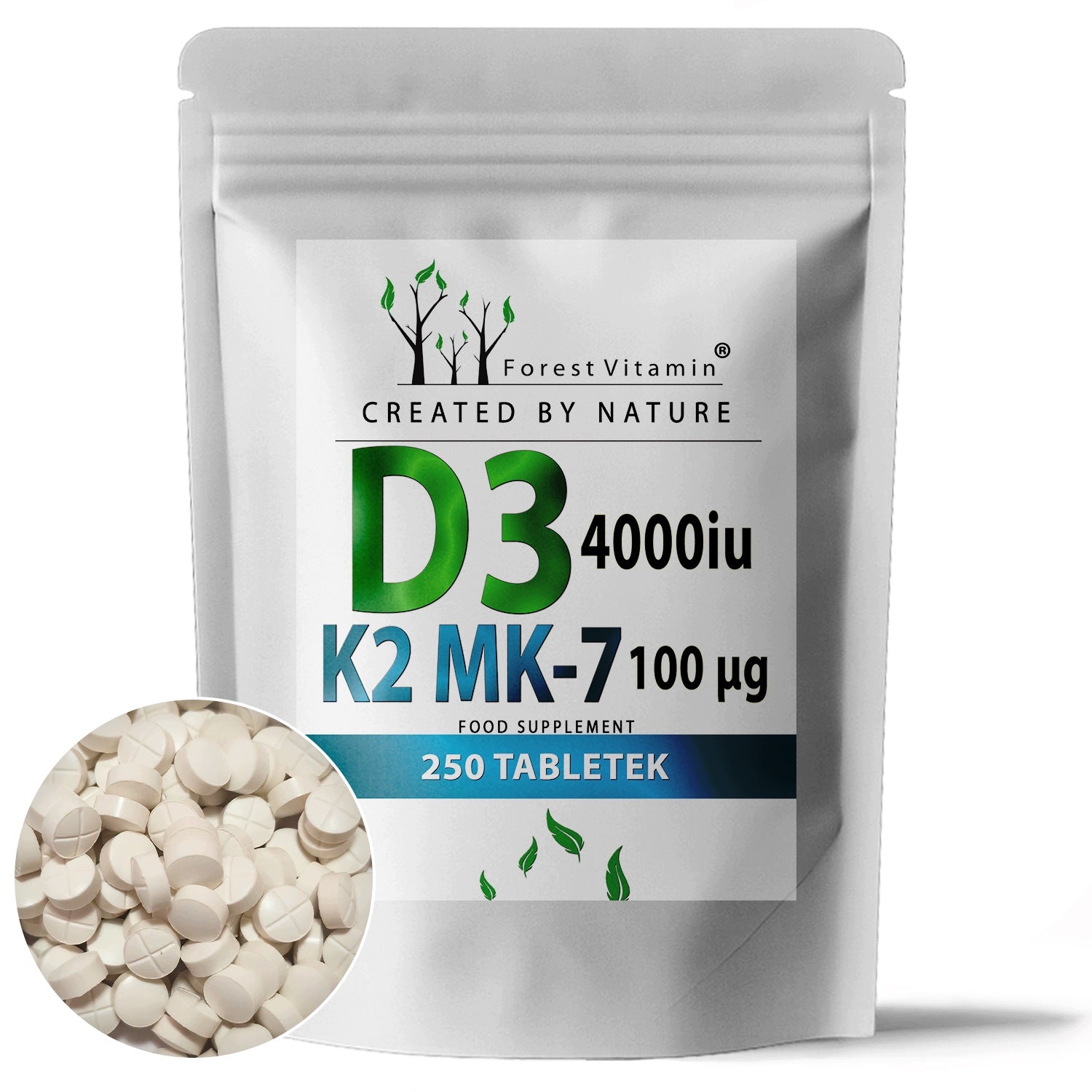 VITAMIN D3 4000 IU K2 MK-7 100 MCG FORTE COLECALCIFEROL FOREST VITAMIN