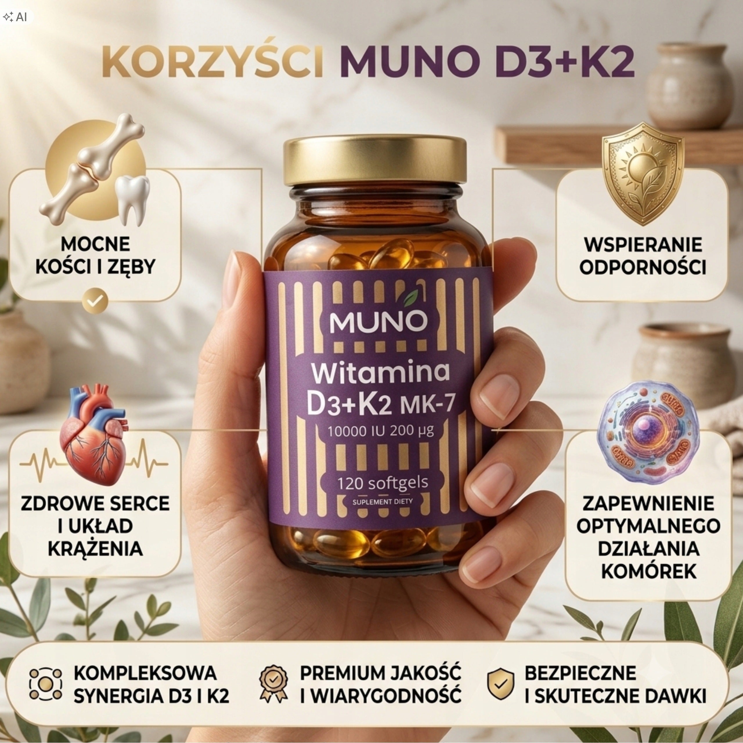 VITAMIN D3+K2 MK-7 10 000 + 200 mcg 120 softgels soft capsules Packaging status original
