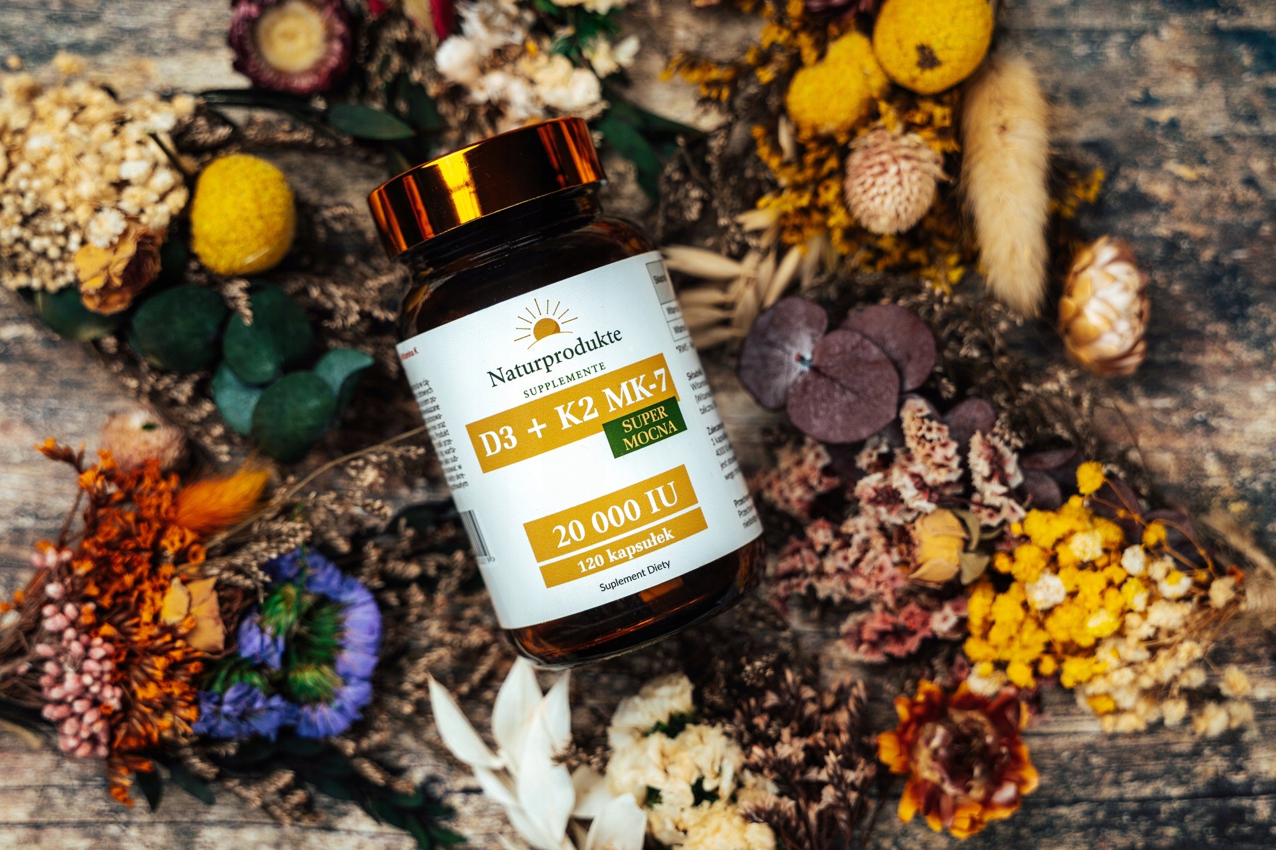 VITAMIN D3+K2 MK-7 SUPER STRONG 20 000 IU 120 pcs HEART BONEs Naturprodukte Packaging status original
