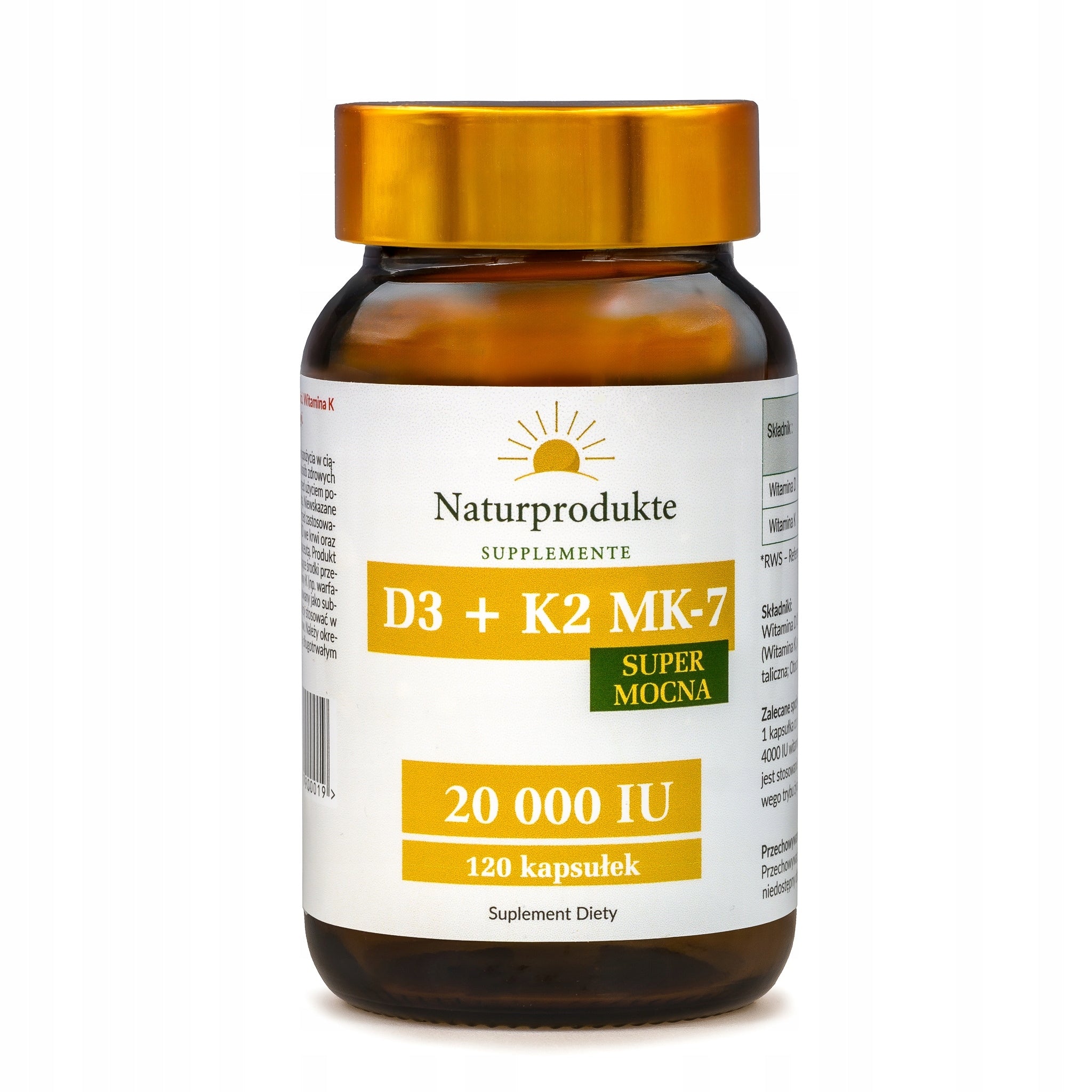 VITAMIN D3+K2 MK-7 SUPER STRONG 20 000 IU 120 pcs HEART BONEs Naturprodukte