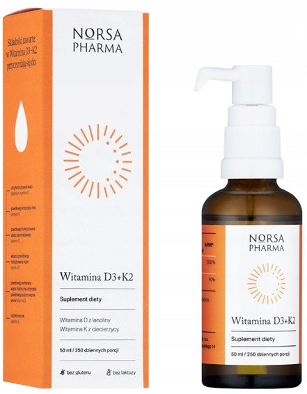VITAMIN D3+K2 natural pure BONE RESISTANCE Norsa Pharma 50 ml