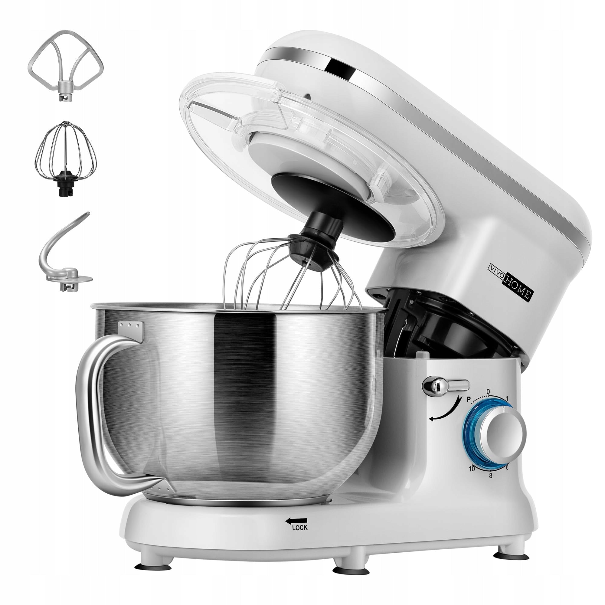 VIVOHOME Food Processor Planetary Mixer 660W 6L with Tilt Head
