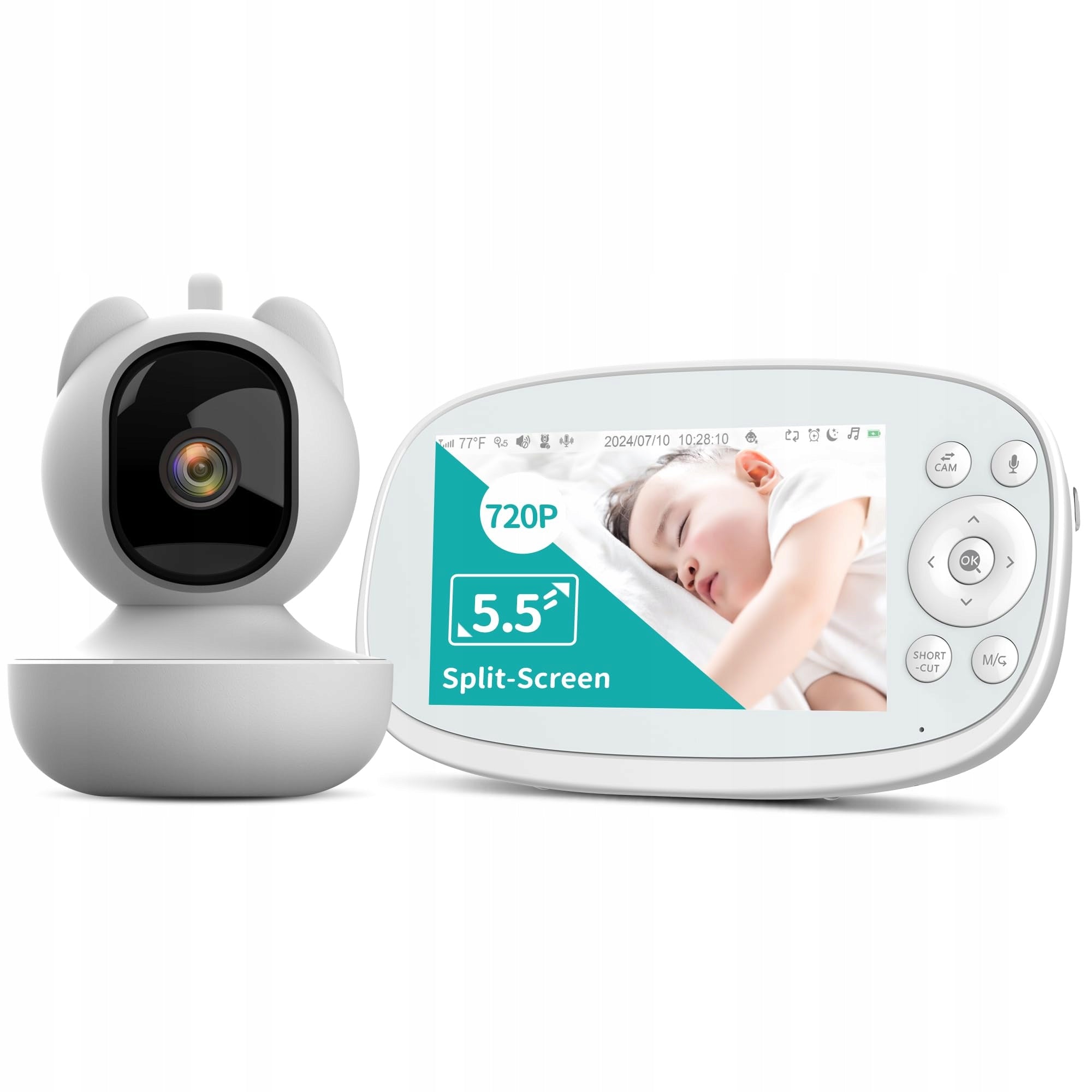 VIZOLINK Baby Monitor Camera 720P HD 55 Inch IPS 5000mAh Battery